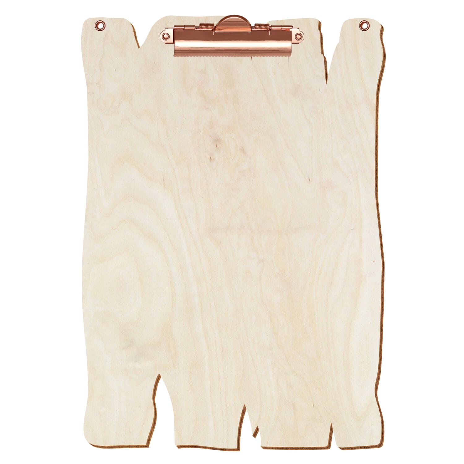 Klemmbrett Holzbrettform mit 2 Ösen Birke natur A4 hochkant Zahnklemme roségold