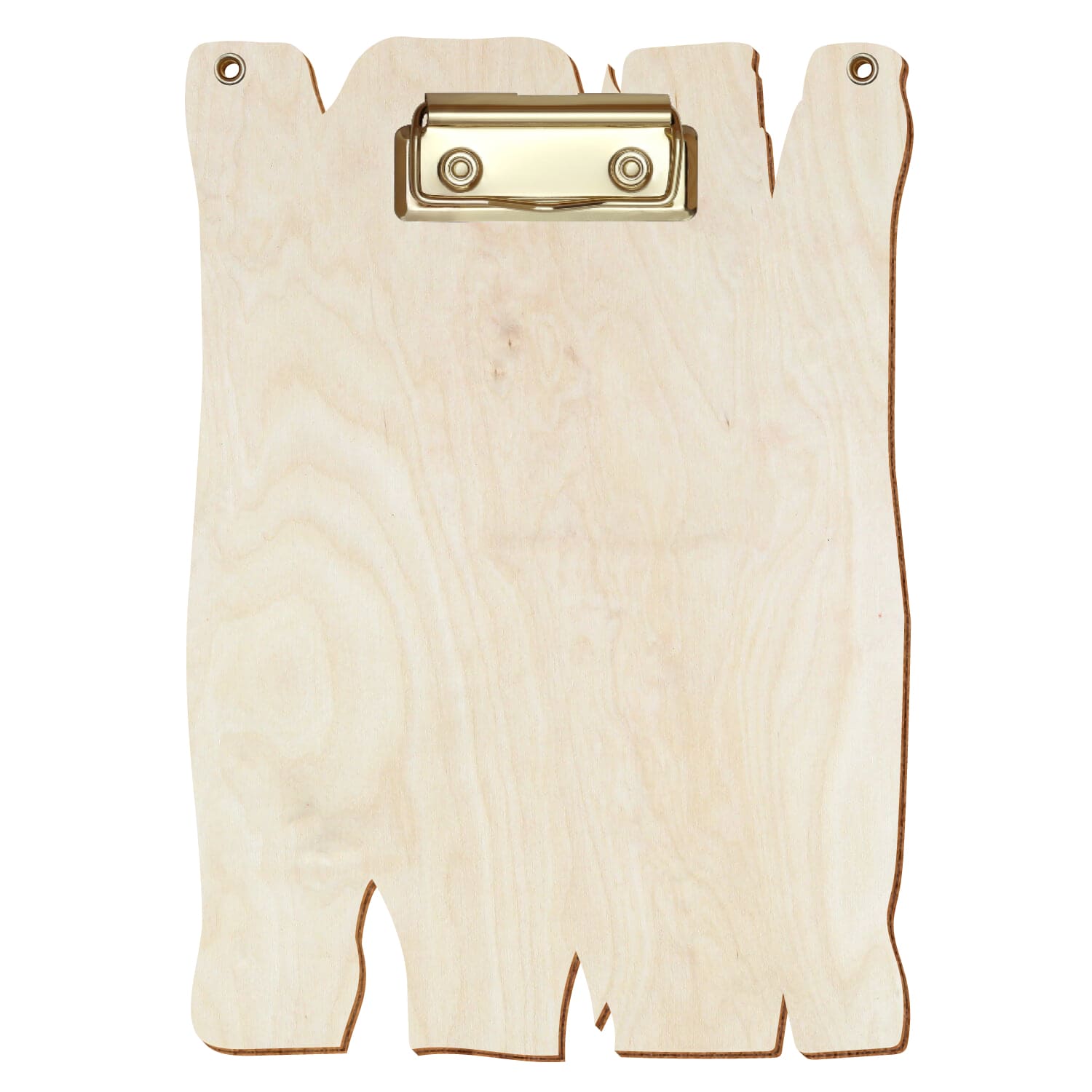 Klemmbrett Holzbrettform mit 2 Ösen Birke natur A5 hochkant Bügelklemme gold