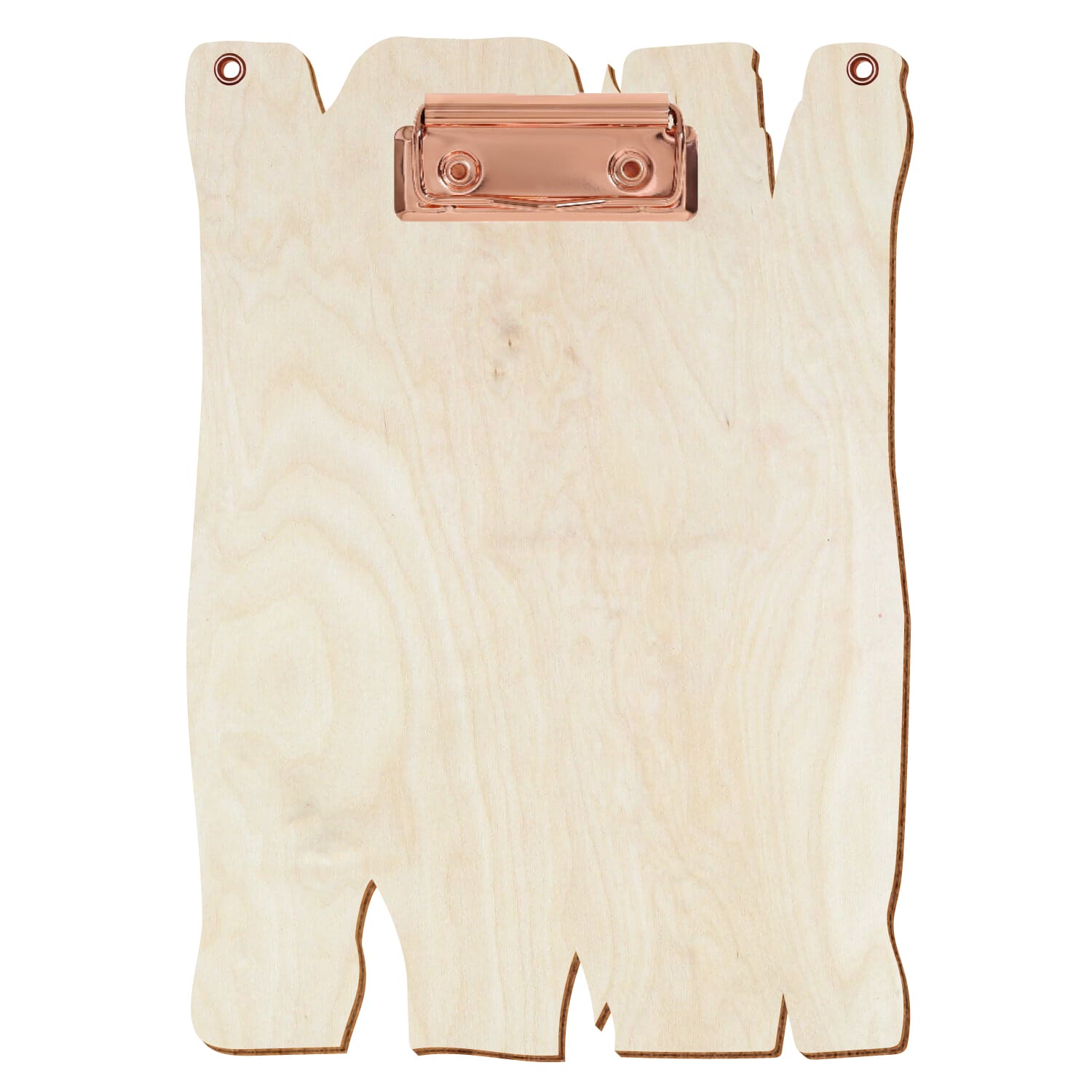 Klemmbrett Holzbrettform mit 2 Ösen Birke natur A5 hochkant Bügelklemme roségold