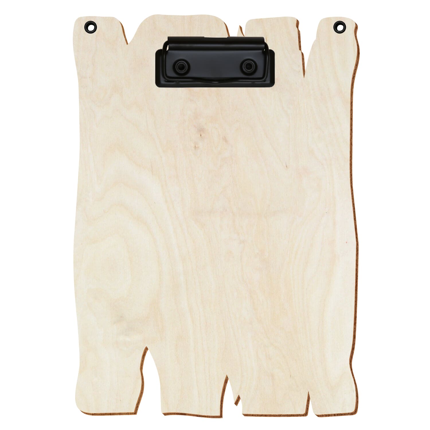 Klemmbrett Holzbrettform mit 2 Ösen Birke natur A5 hochkant Bügelklemme schwarz