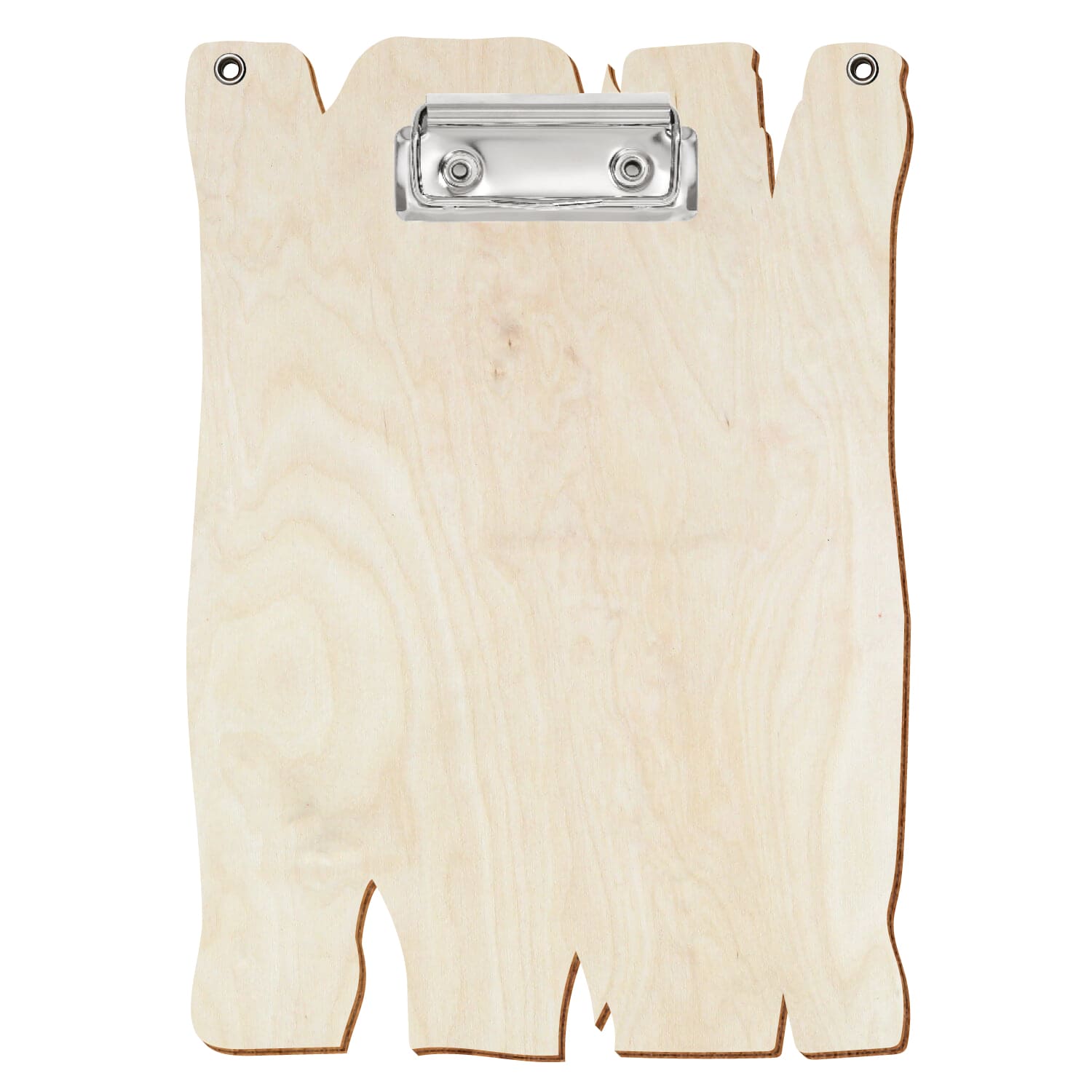 Klemmbrett Holzbrettform mit 2 Ösen Birke natur A5 hochkant Bügelklemme silber