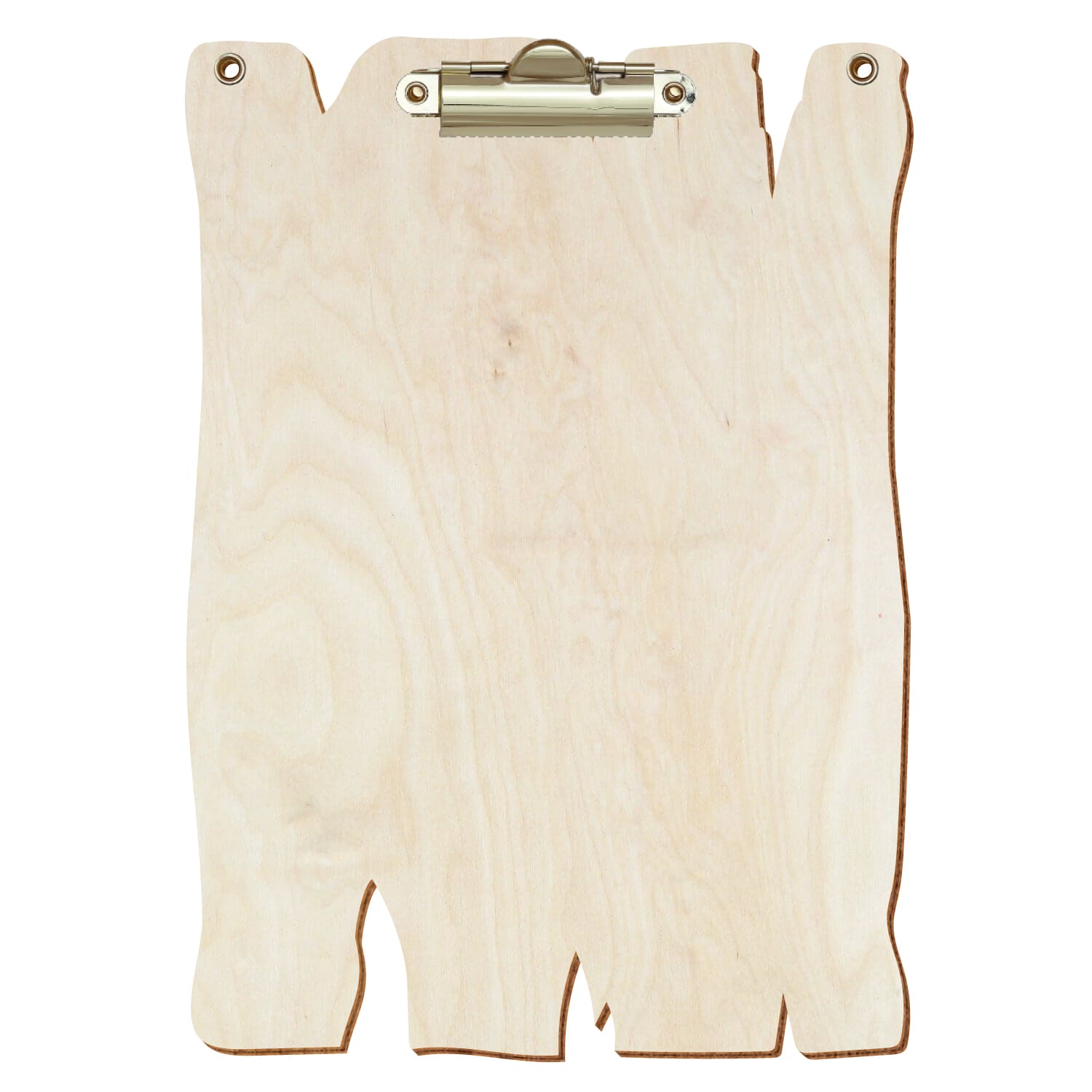 Klemmbrett Holzbrettform mit 2 Ösen Birke natur A5 hochkant Zahnklemme gold