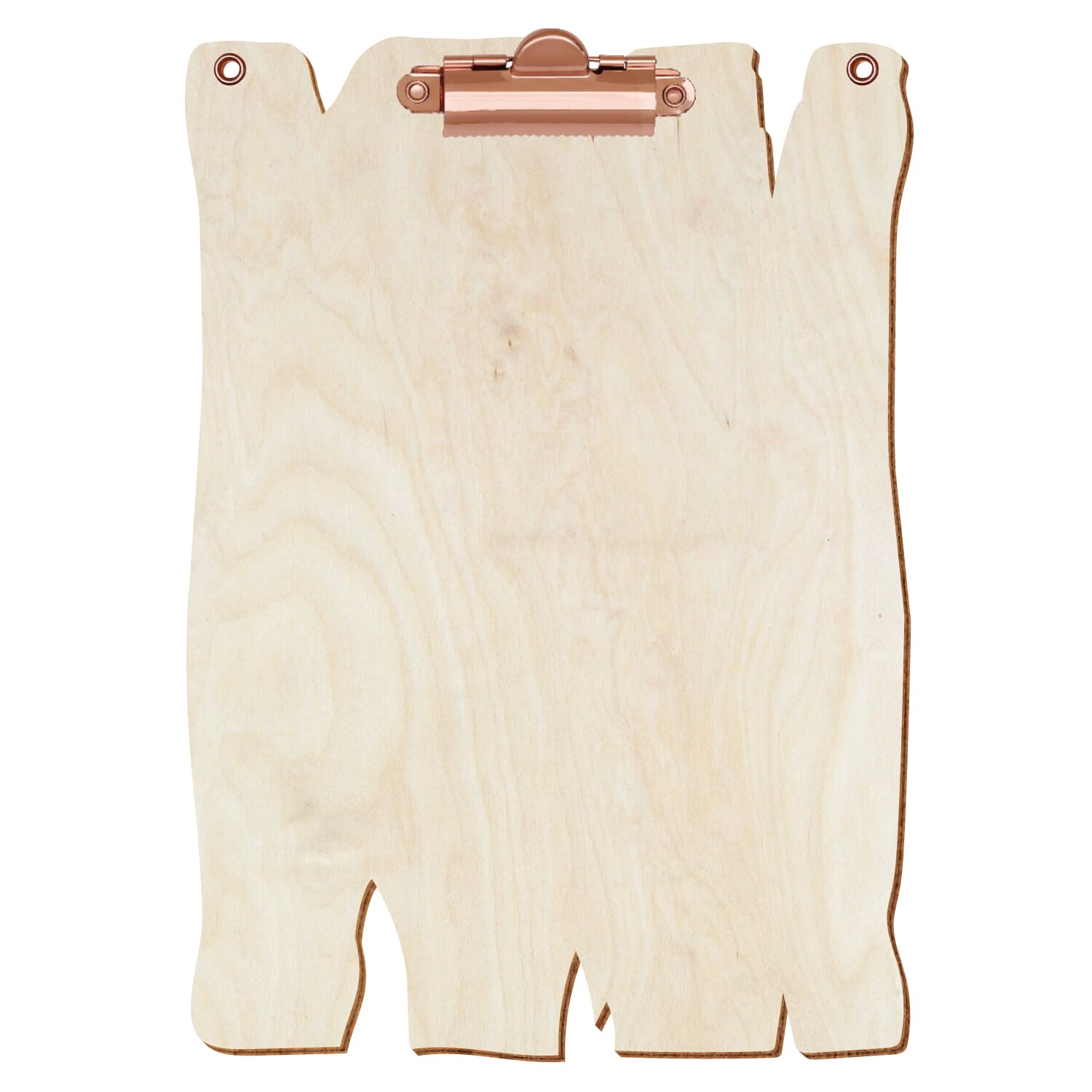 Klemmbrett Holzbrettform mit 2 Ösen Birke natur A5 hochkant Zahnklemme roségold