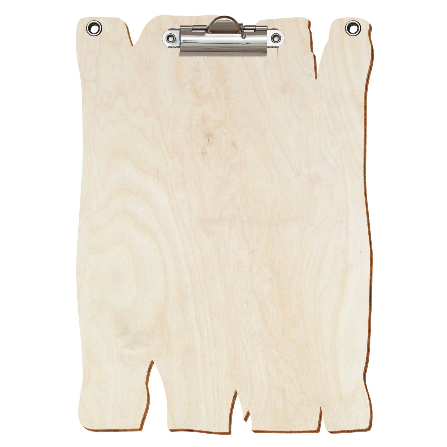 Klemmbrett Holzbrettform mit 2 Ösen Birke natur A5 hochkant Zahnklemme silber