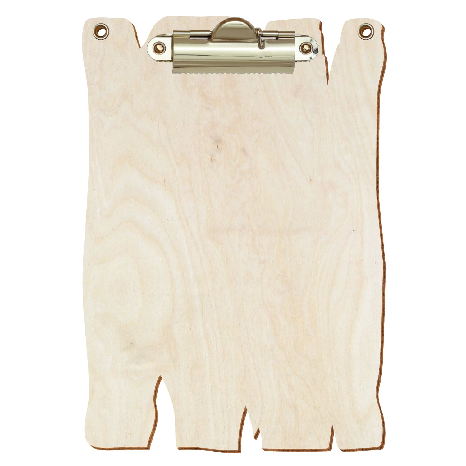 Klemmbrett Holzbrettform mit 2 Ösen Birke natur A6 hochkant Zahnklemme gold