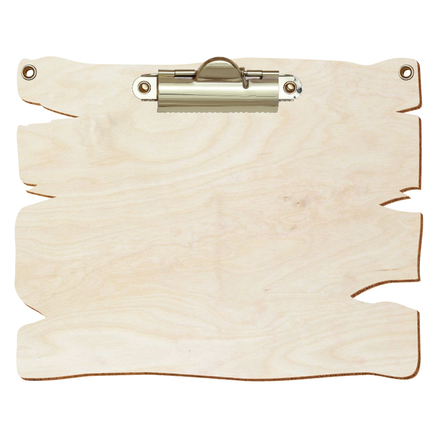 Klemmbrett Holzbrettform mit 2 Ösen Birke natur A6 querkant Zahnklemme gold