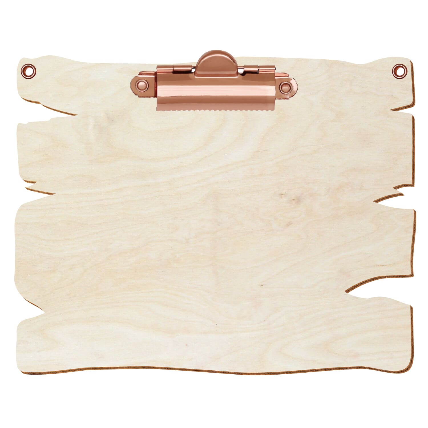 Klemmbrett Holzbrettform mit 2 Ösen Birke natur A6 querkant Zahnklemme roségold