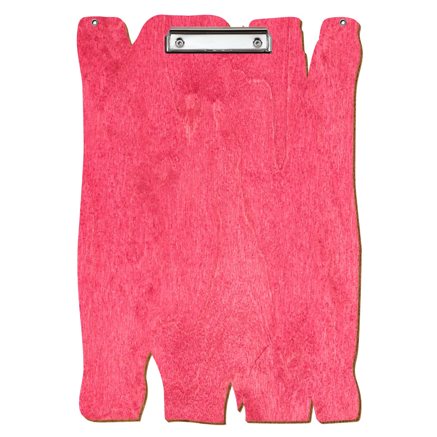 Klemmbrett Holzbrettform mit 2 Ösen Dunkelpink A3 hochkant Bügelklemme silber