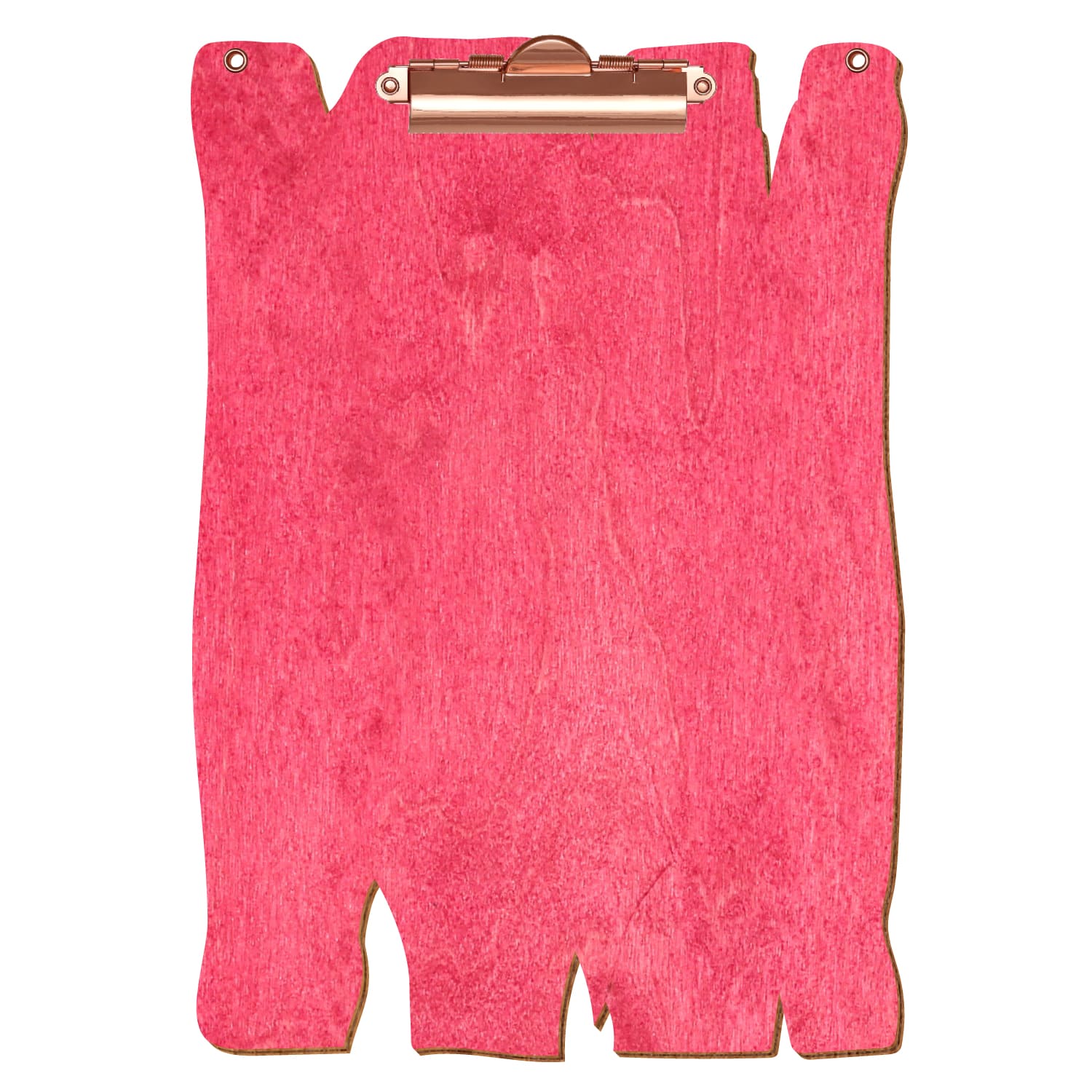 Klemmbrett Holzbrettform mit 2 Ösen Dunkelpink A4 hochkant Zahnklemme roségold