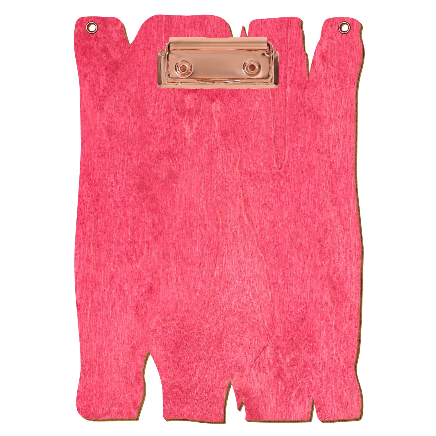 Klemmbrett Holzbrettform mit 2 Ösen Dunkelpink A5 hochkant Bügelklemme roségold