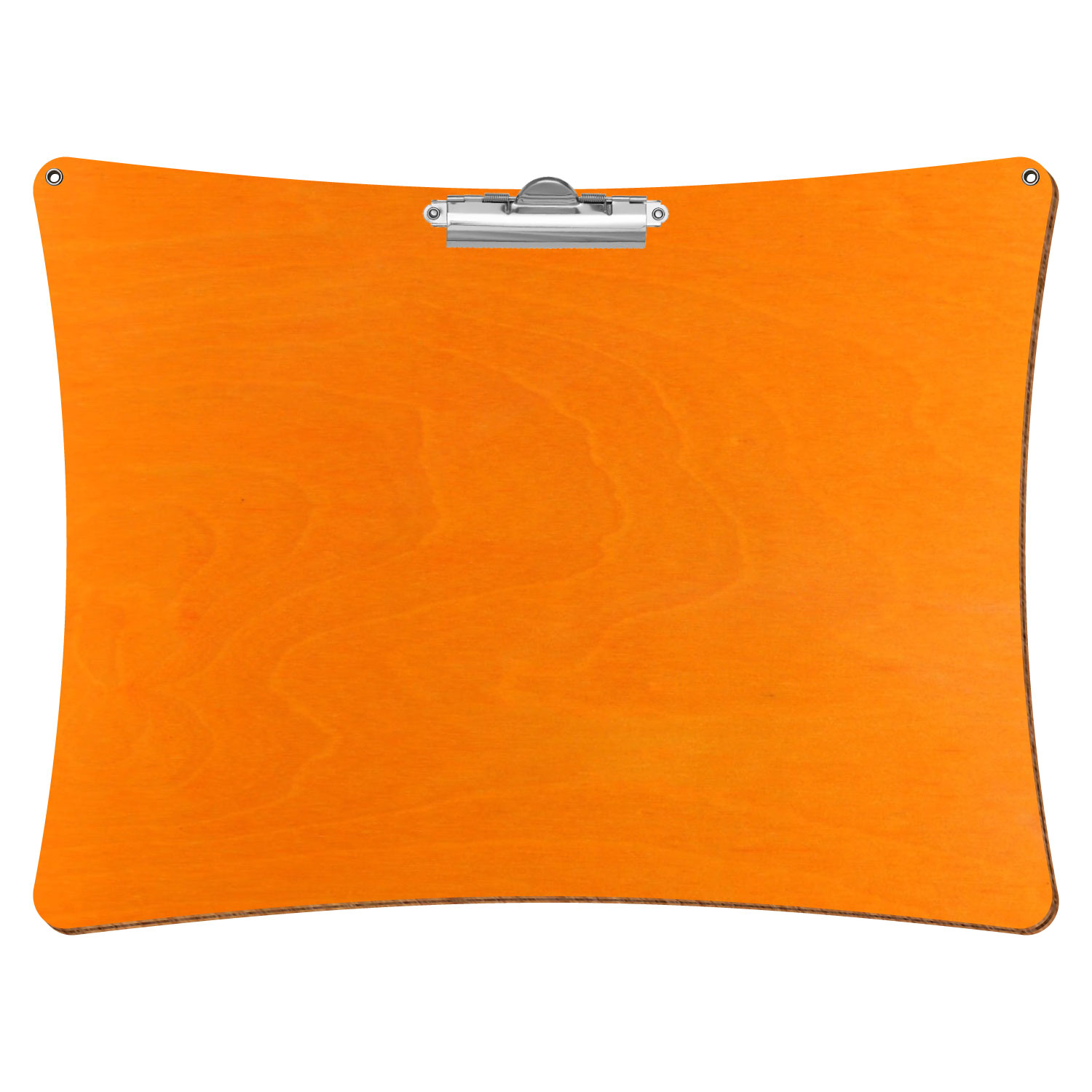 Bütic Holz-Klemmbrett konkav orange mit Aufhängeösen in A3 querkant mit silberner Zahnklemme