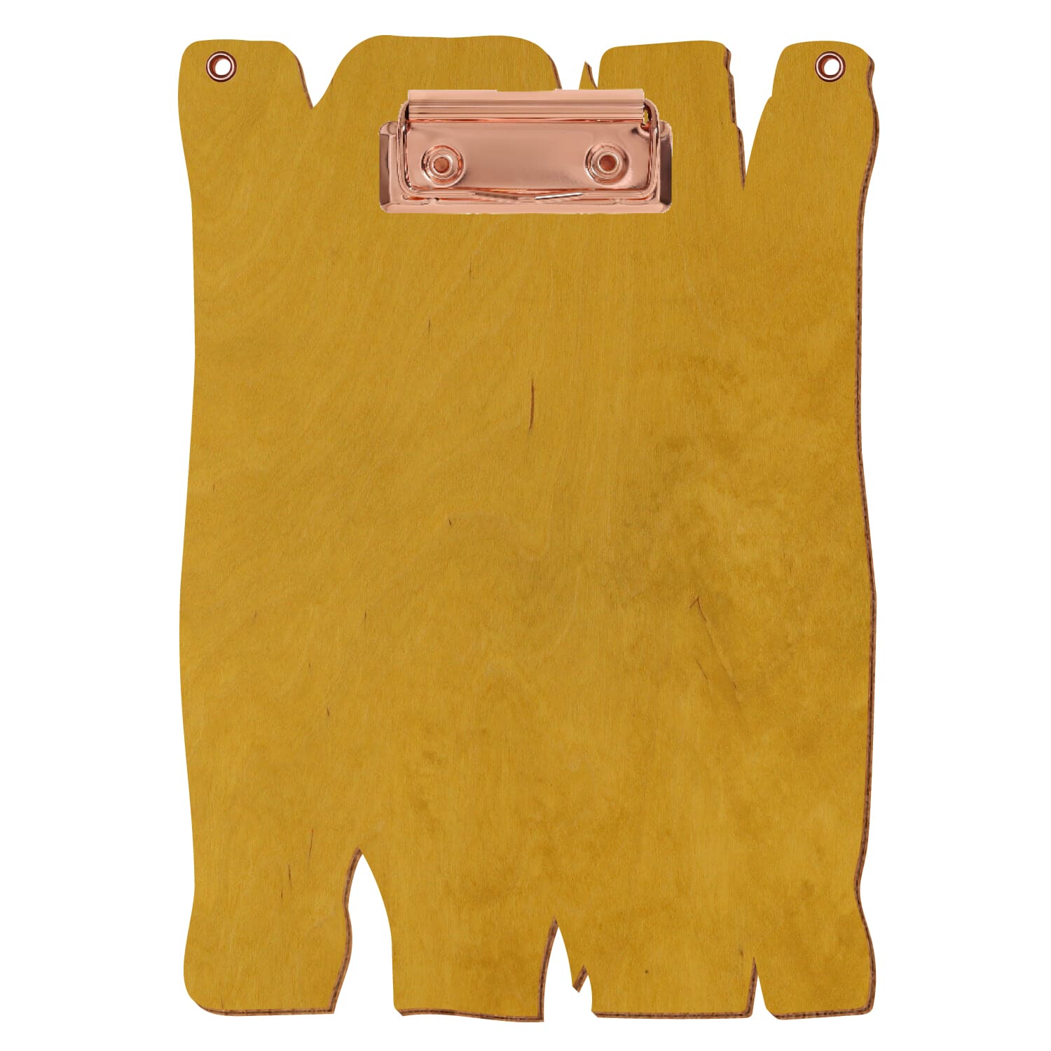 Klemmbrett Holzbrettform mit 2 Ösen Eiche hell A5 hochkant Bügelklemme roségold