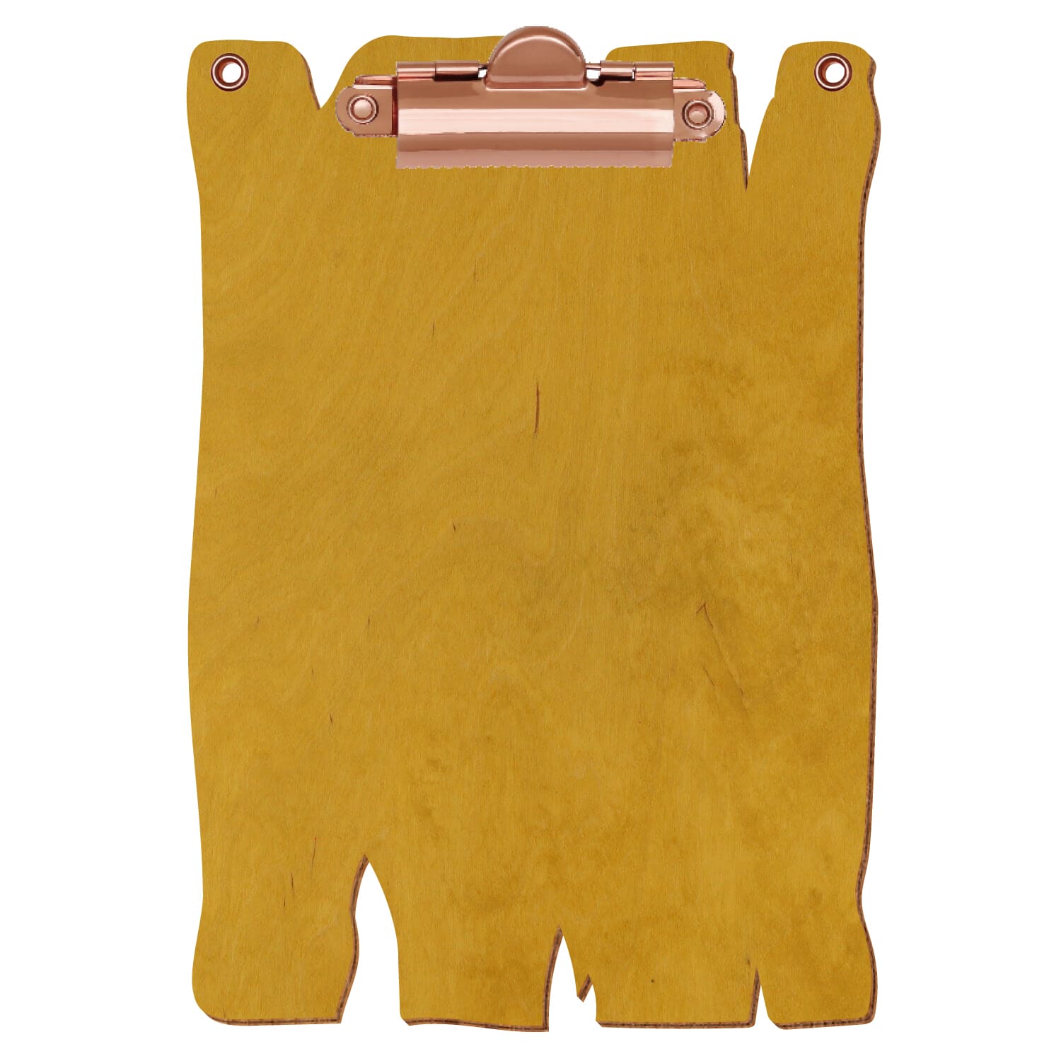 Klemmbrett Holzbrettform mit 2 Ösen Eiche hell A6 hochkant Zahnklemme roségold