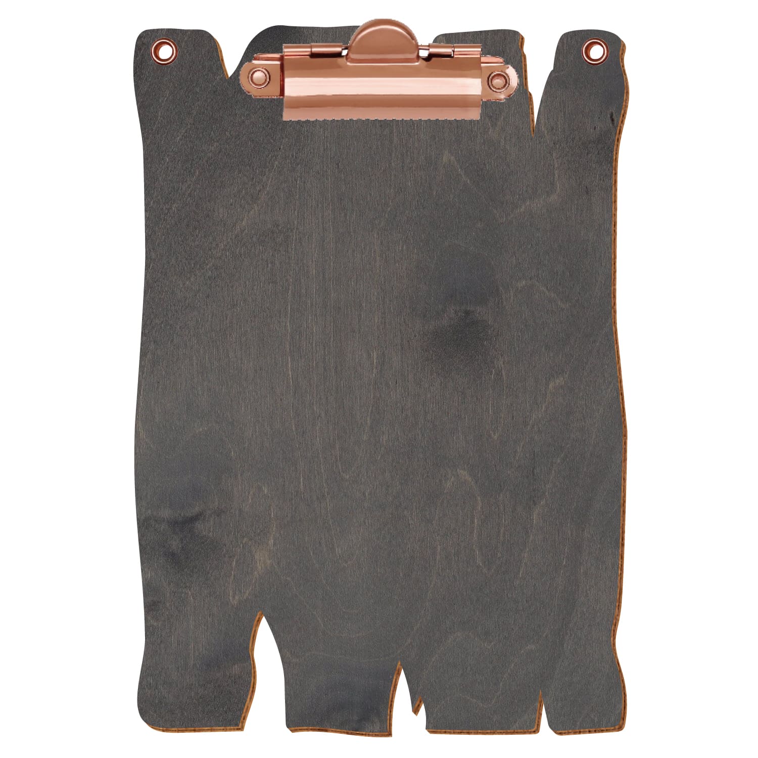 Klemmbrett Holzbrettform mit 2 Ösen Grau A6 hochkant Zahnklemme roségold