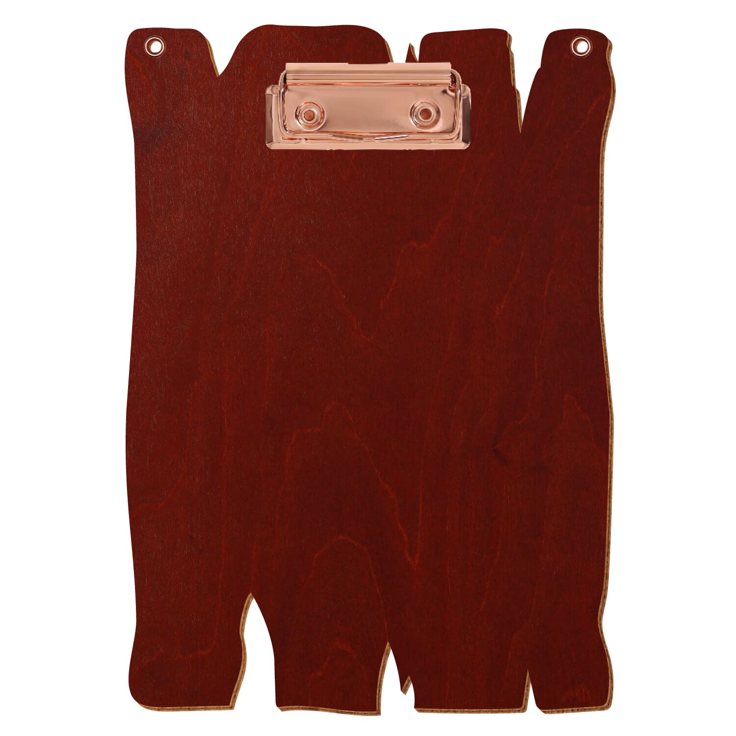 Klemmbrett Holzbrettform mit 2 Ösen Kirschbaum A5 hochkant Bügelklemme roségold