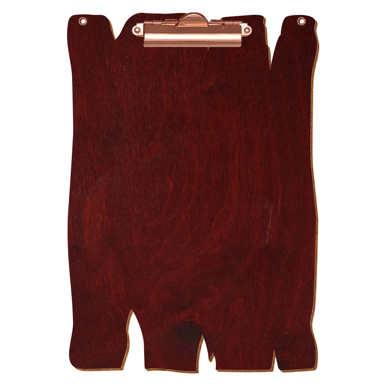 Klemmbrett Holzbrettform mit 2 Ösen Mahagoni A4 hochkant Zahnklemme roségold