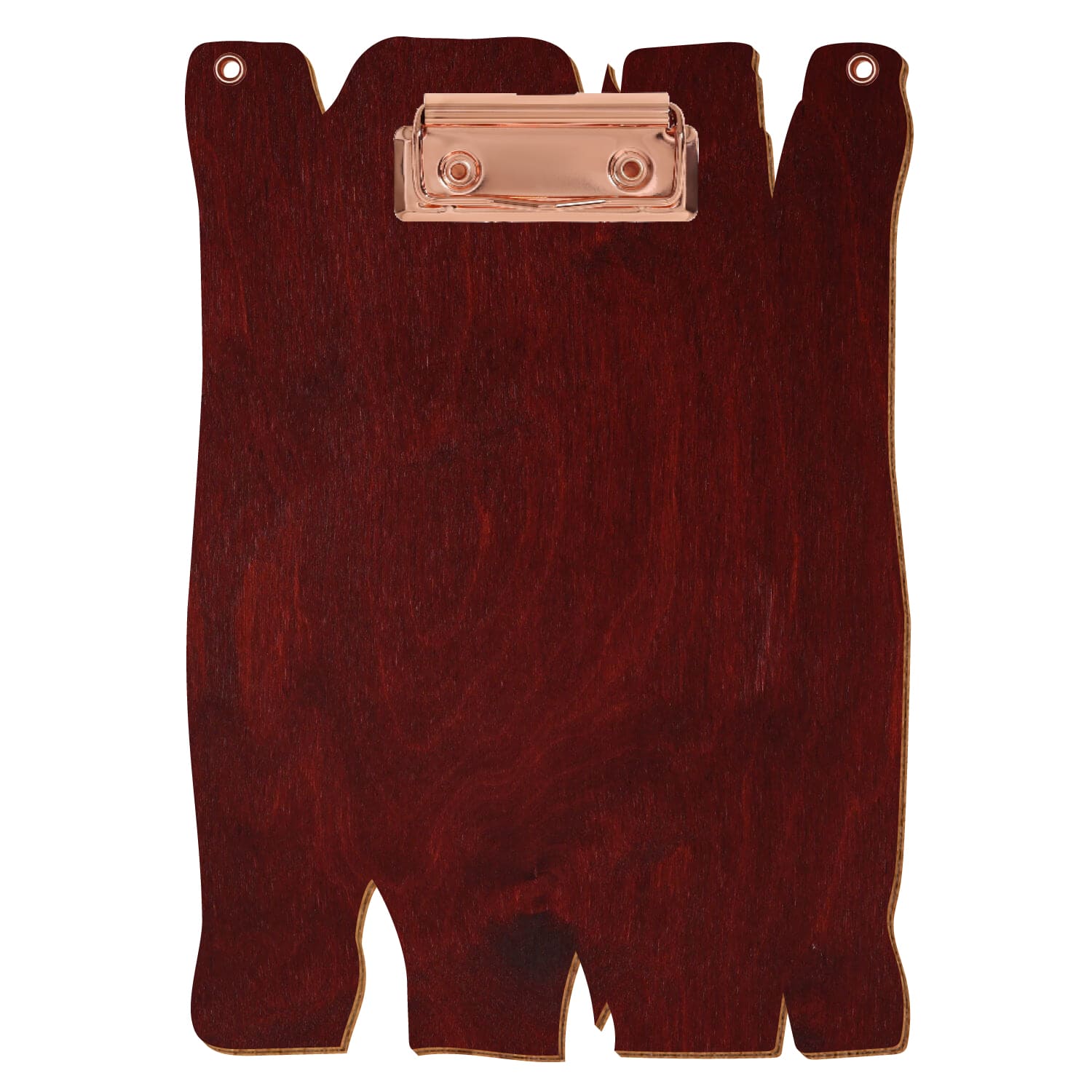 Klemmbrett Holzbrettform mit 2 Ösen Mahagoni A5 hochkant Bügelklemme roségold