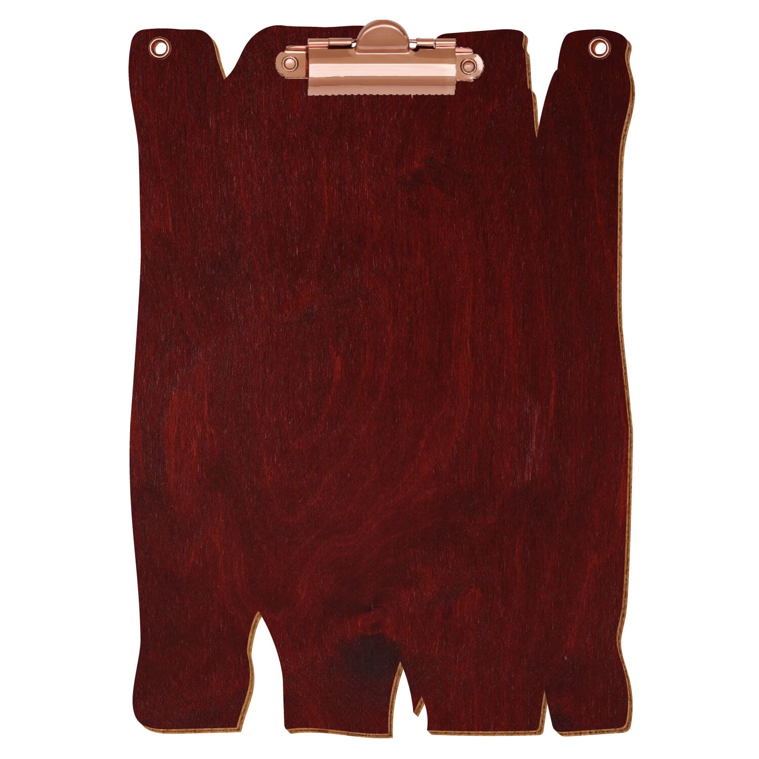 Klemmbrett Holzbrettform mit 2 Ösen Mahagoni A5 hochkant Zahnklemme roségold
