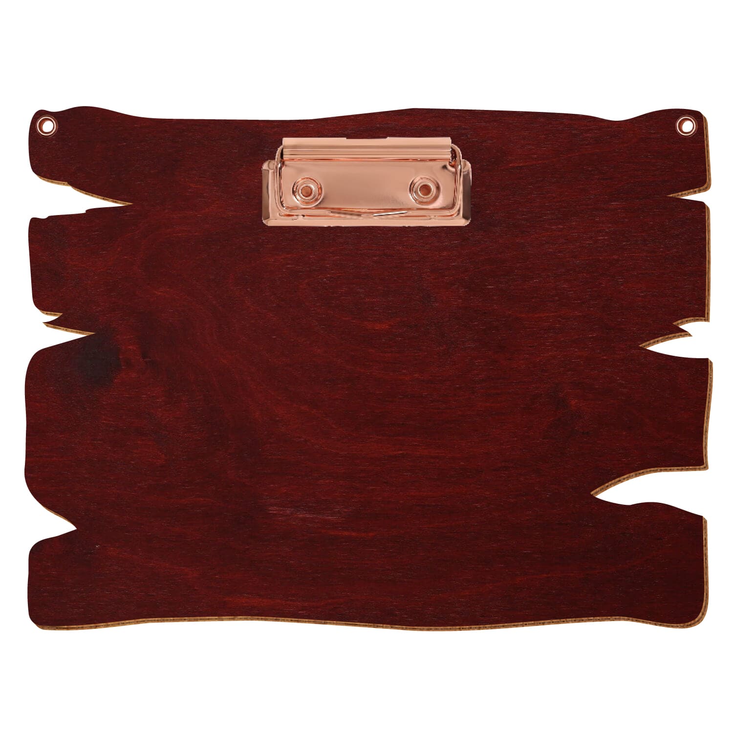 Klemmbrett Holzbrettform mit 2 Ösen Mahagoni A5 querkant Bügelklemme roségold