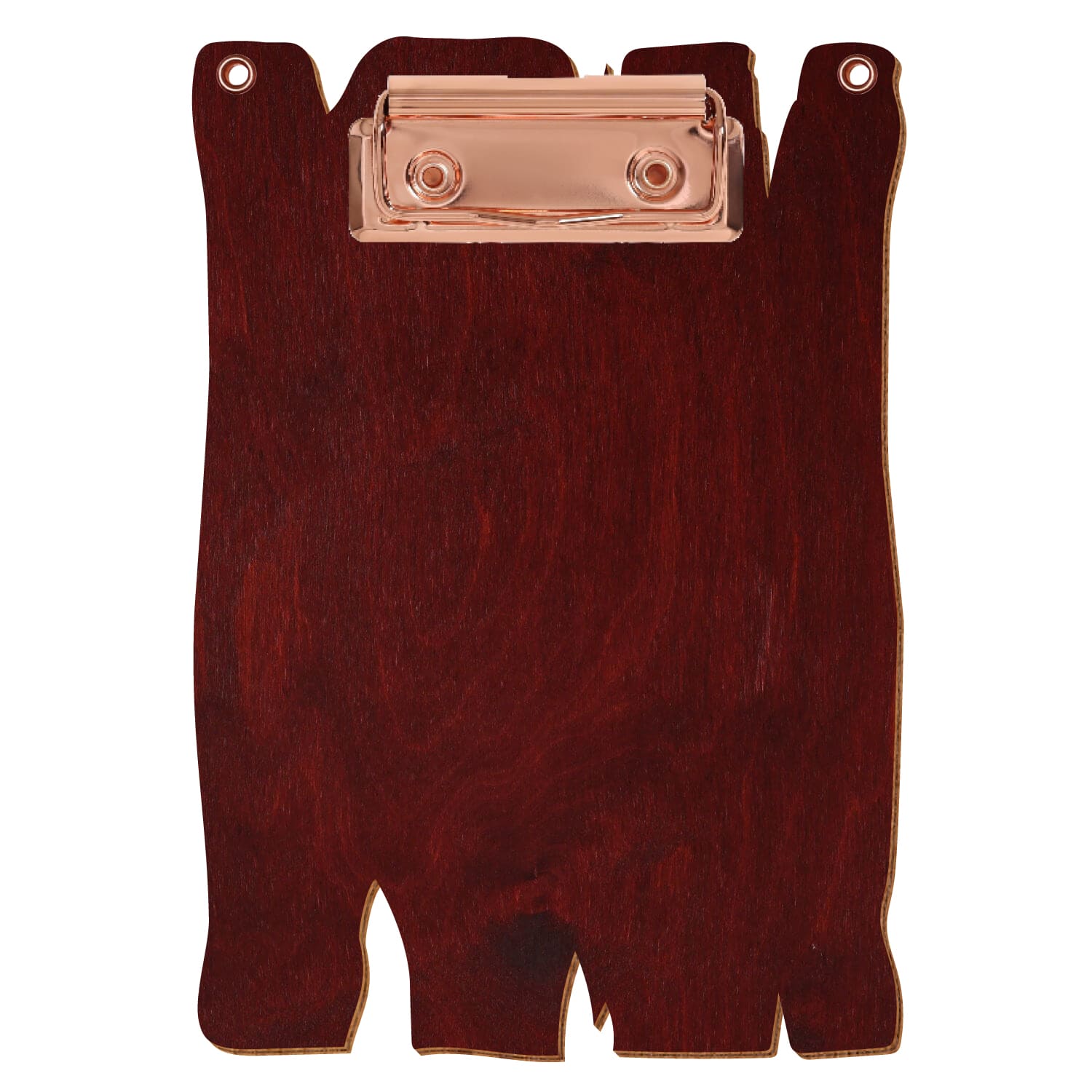 Klemmbrett Holzbrettform mit 2 Ösen Mahagoni A6 hochkant Bügelklemme roségold