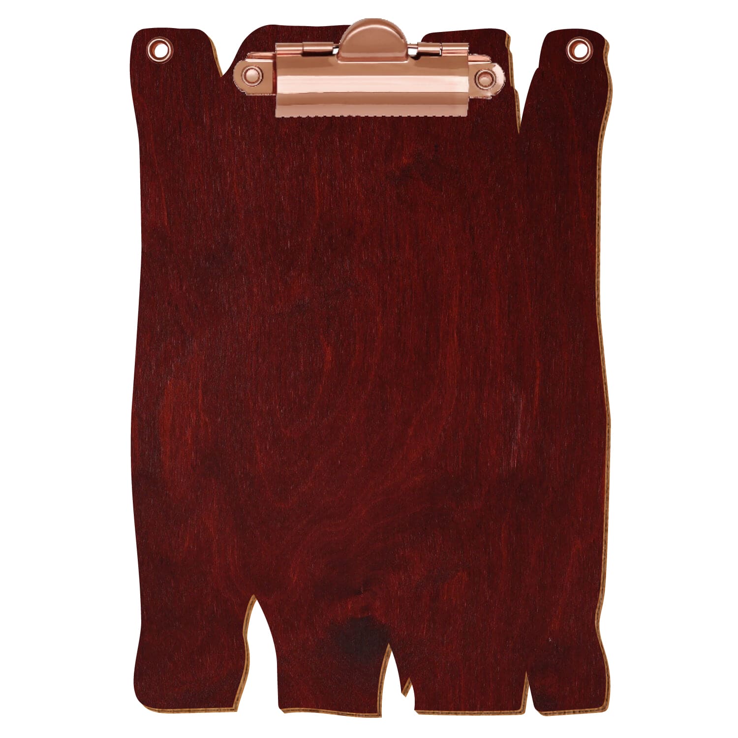 Klemmbrett Holzbrettform mit 2 Ösen Mahagoni A6 hochkant Zahnklemme roségold