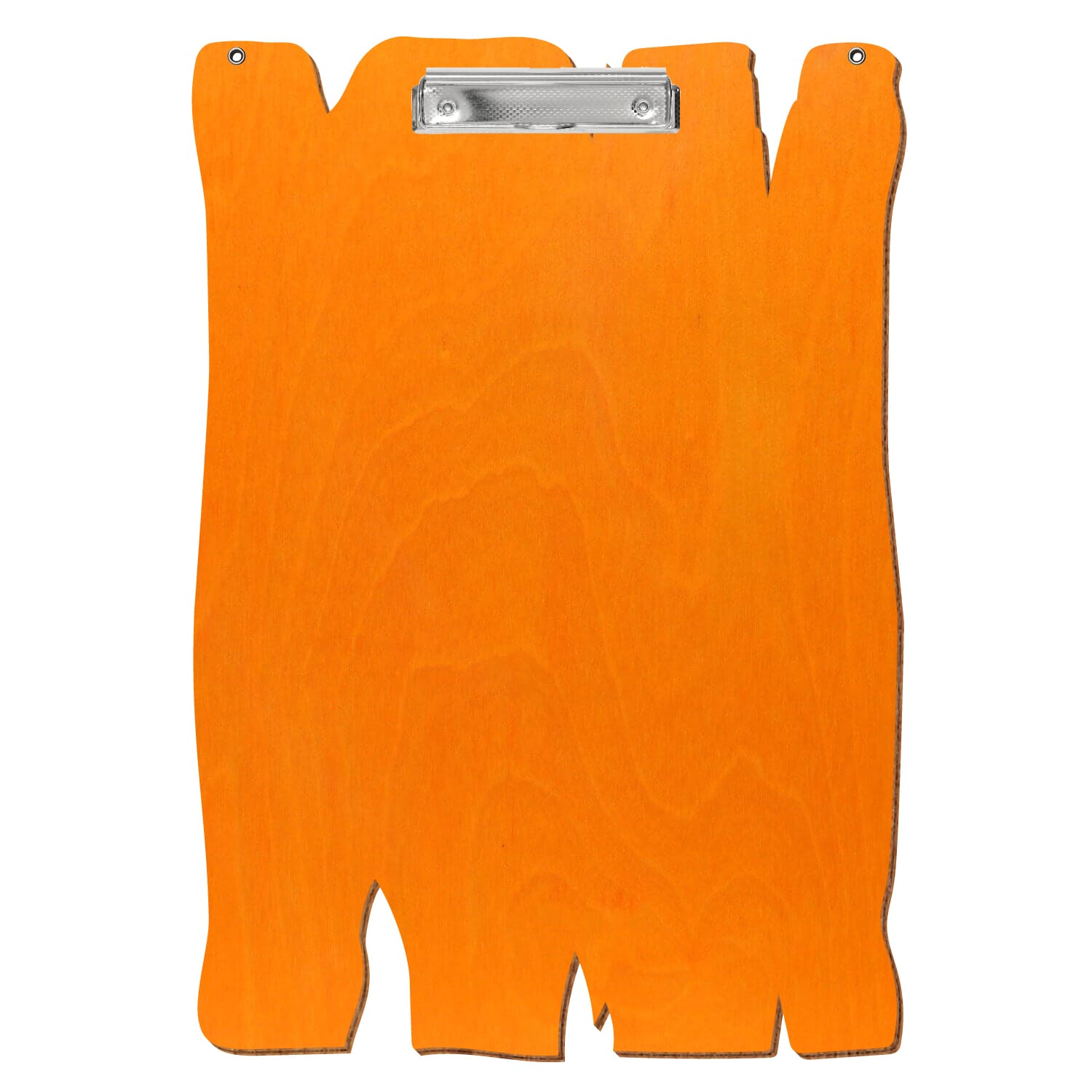 Klemmbrett Holzbrettform mit 2 Ösen Orange A3 hochkant Bügelklemme silber carbon