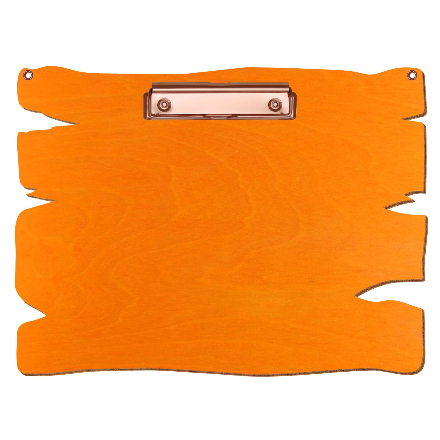 Klemmbrett Holzbrettform mit 2 Ösen Orange A4 querkant Bügelklemme roségold