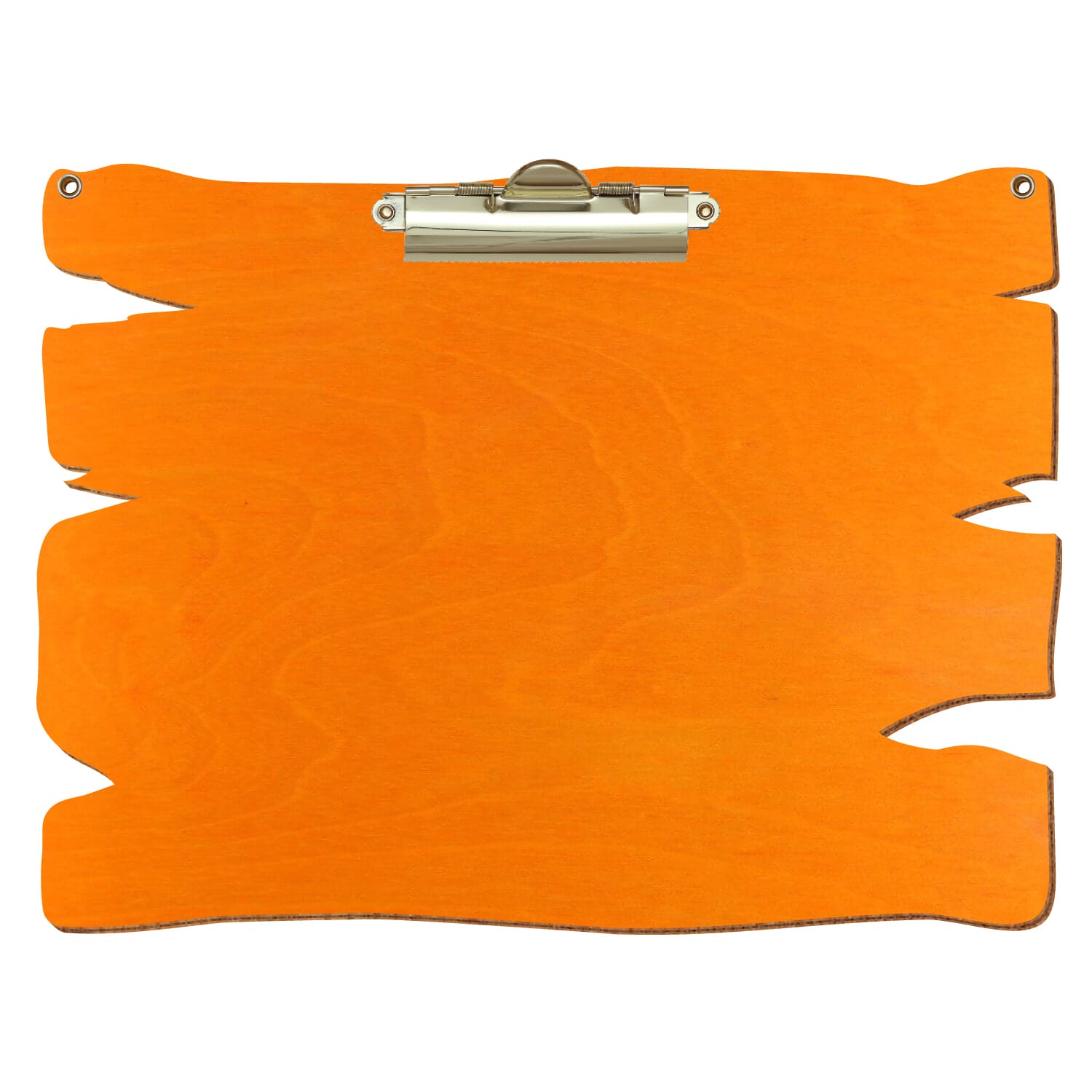 Klemmbrett Holzbrettform mit 2 Ösen Orange A4 querkant Zahnklemme gold