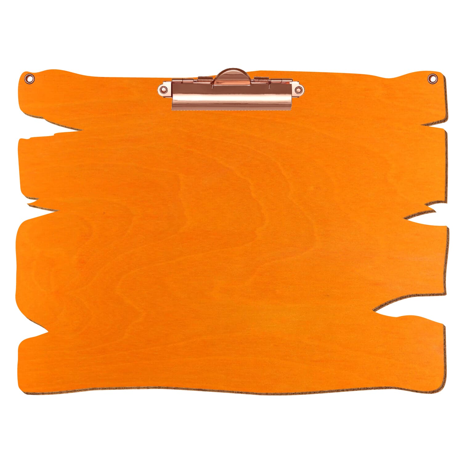 Klemmbrett Holzbrettform mit 2 Ösen Orange A4 querkant Zahnklemme roségold