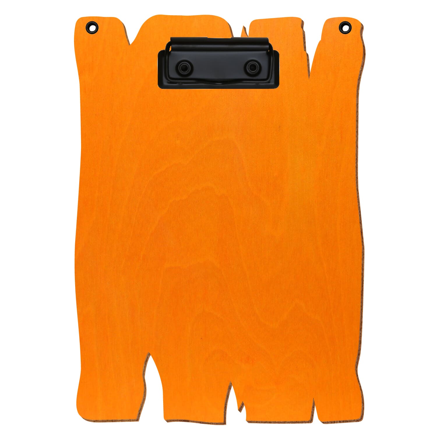 Klemmbrett Holzbrettform mit 2 Ösen Orange A5 hochkant Bügelklemme schwarz