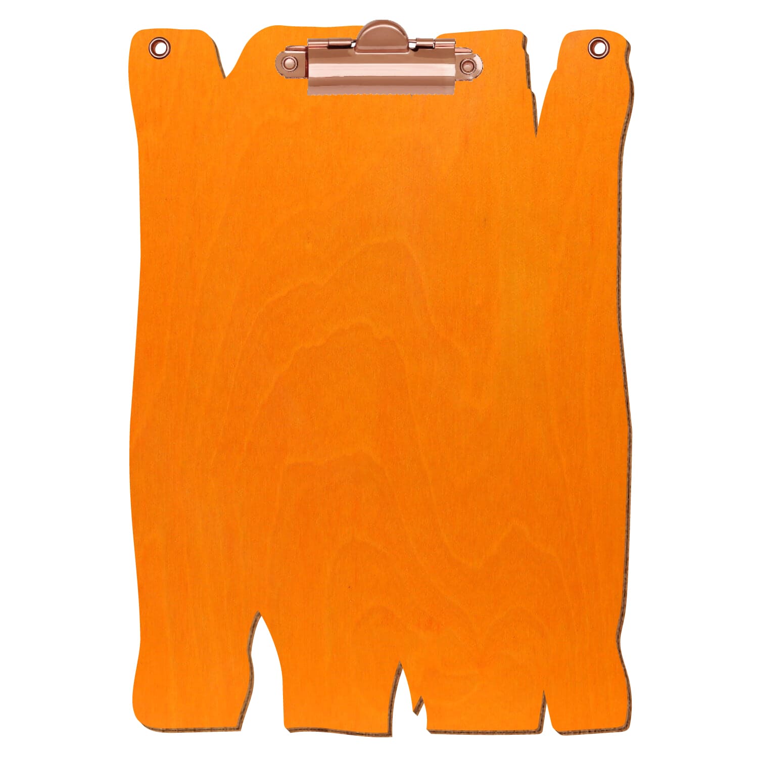 Klemmbrett Holzbrettform mit 2 Ösen Orange A5 hochkant Zahnklemme roségold