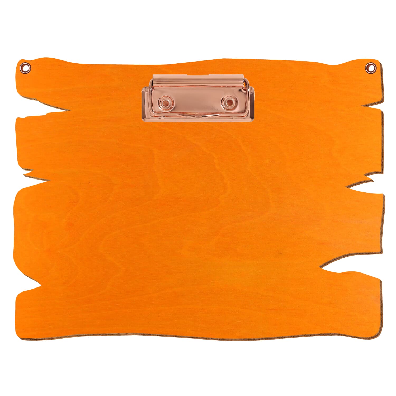 Klemmbrett Holzbrettform mit 2 Ösen Orange A5 querkant Bügelklemme roségold