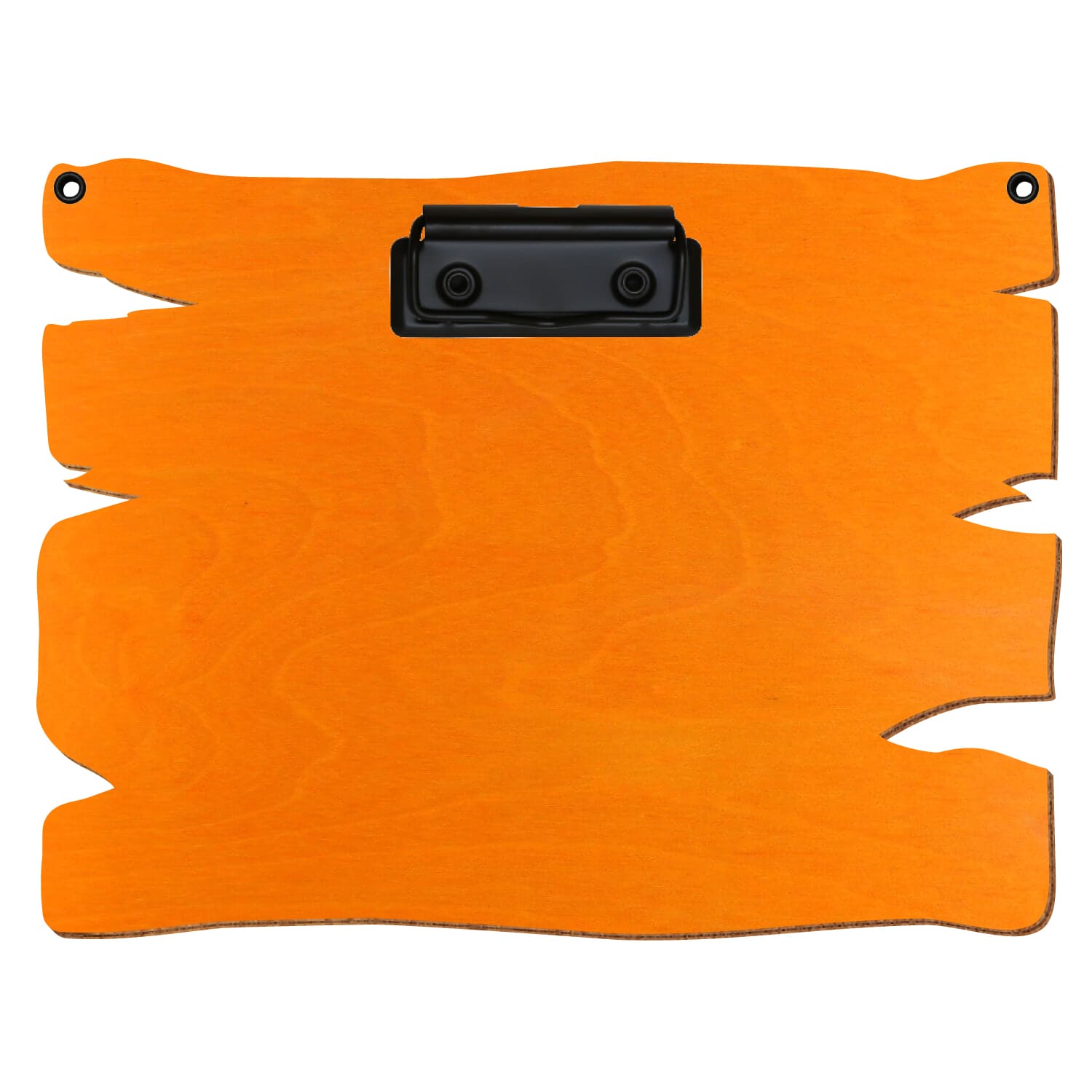 Klemmbrett Holzbrettform mit 2 Ösen Orange A5 querkant Bügelklemme schwarz