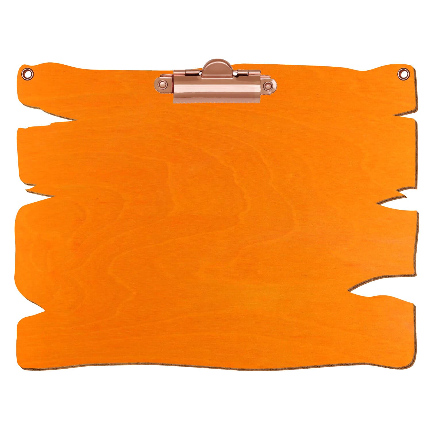 Klemmbrett Holzbrettform mit 2 Ösen Orange A5 querkant Zahnklemme roségold