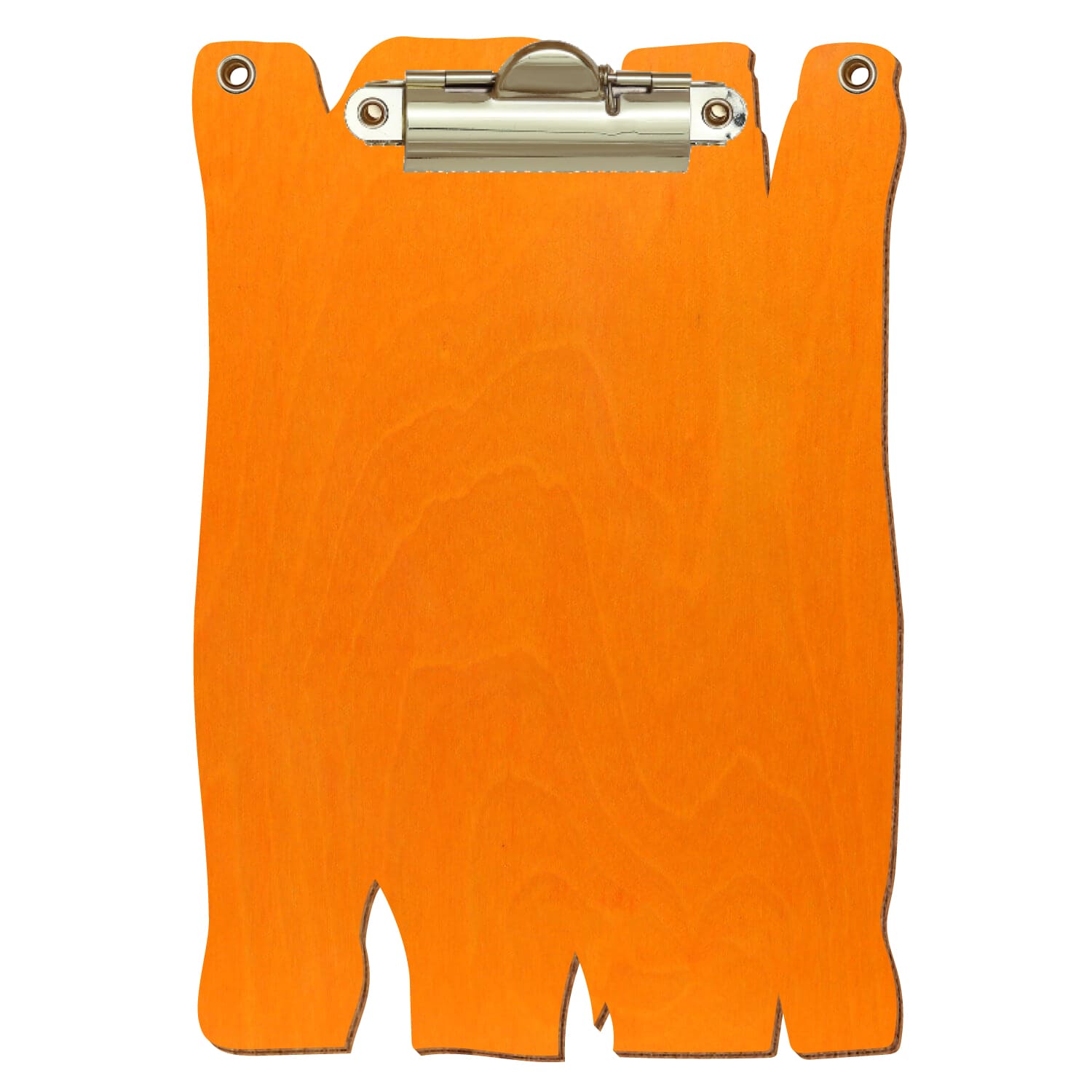 Klemmbrett Holzbrettform mit 2 Ösen Orange A6 hochkant Zahnklemme gold