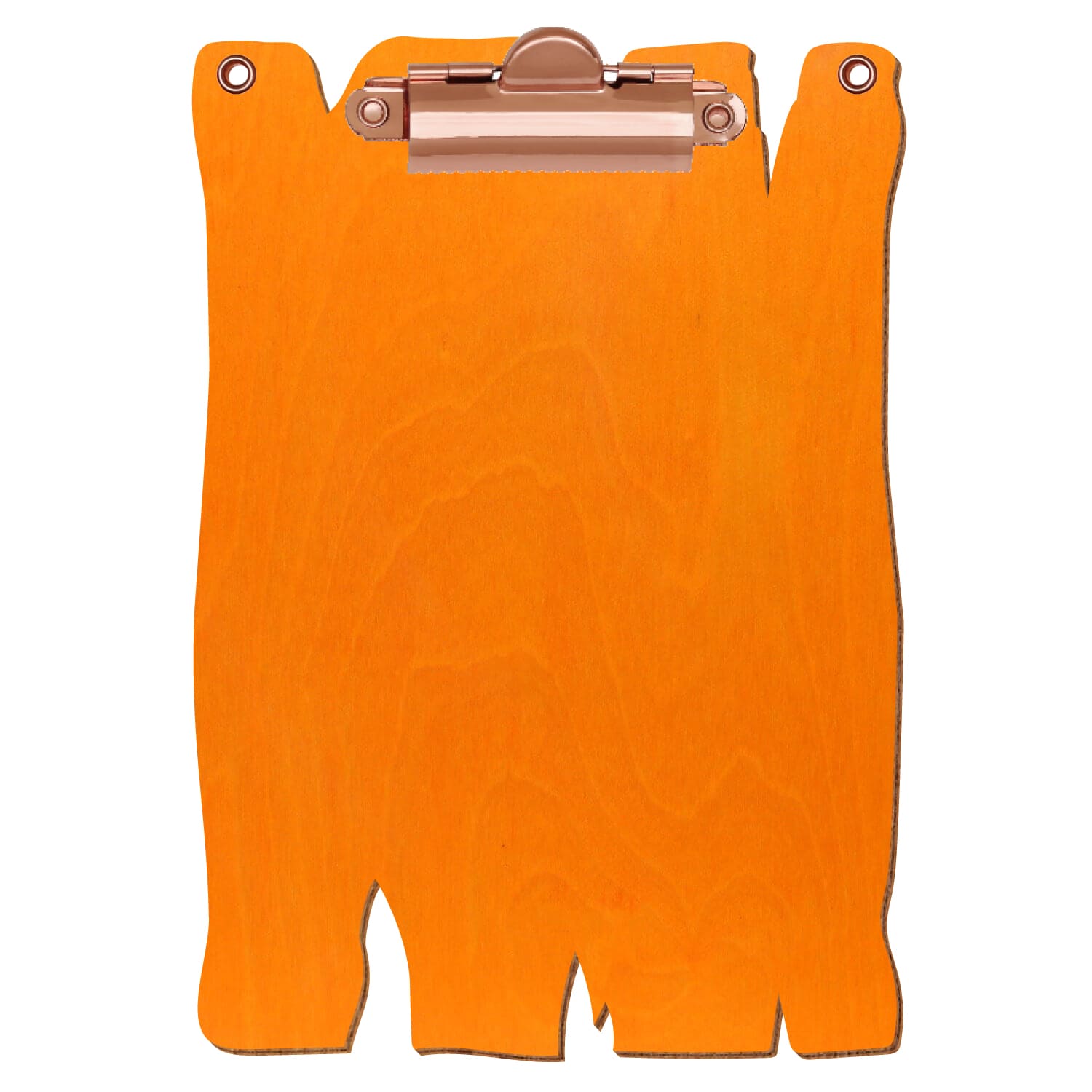 Klemmbrett Holzbrettform mit 2 Ösen Orange A6 hochkant Zahnklemme roségold