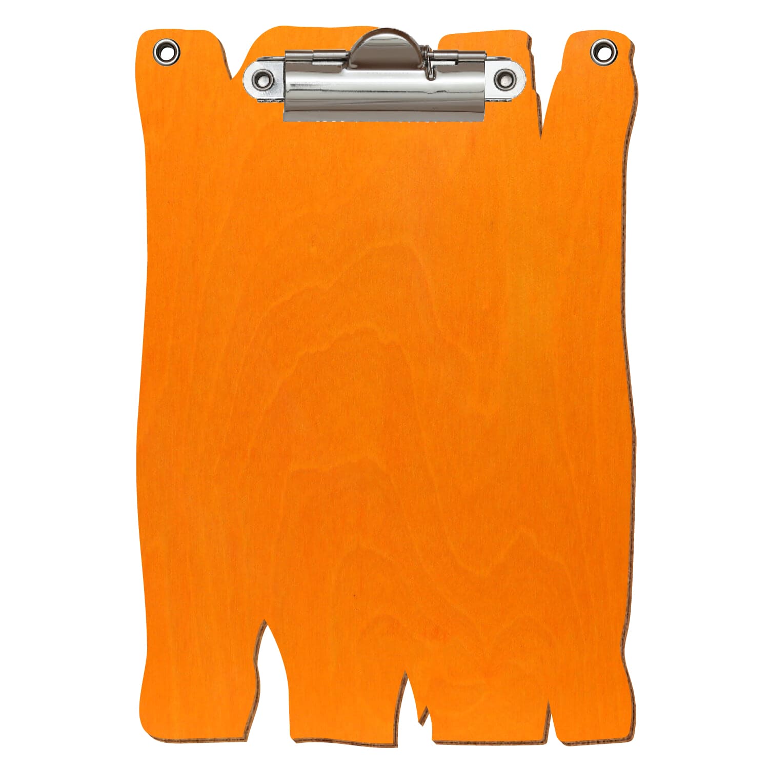 Klemmbrett Holzbrettform mit 2 Ösen Orange A6 hochkant Zahnklemme silber