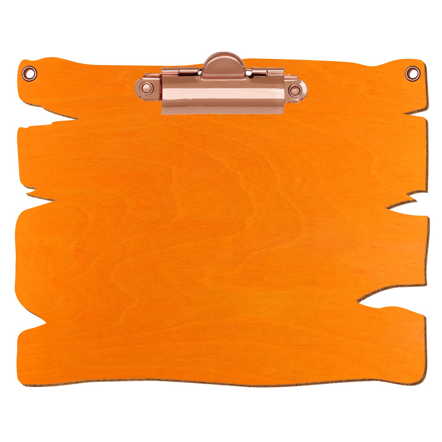 Klemmbrett Holzbrettform mit 2 Ösen Orange A6 querkant Zahnklemme roségold