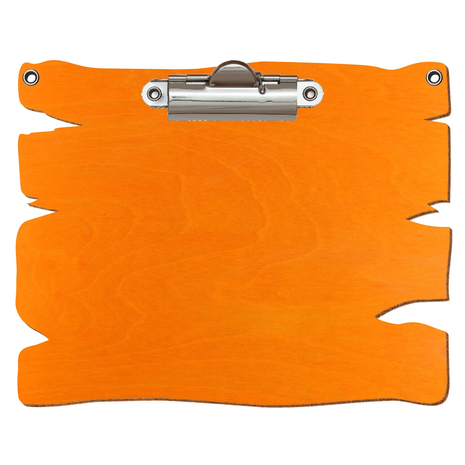 Klemmbrett Holzbrettform mit 2 Ösen Orange A6 querkant Zahnklemme silber
