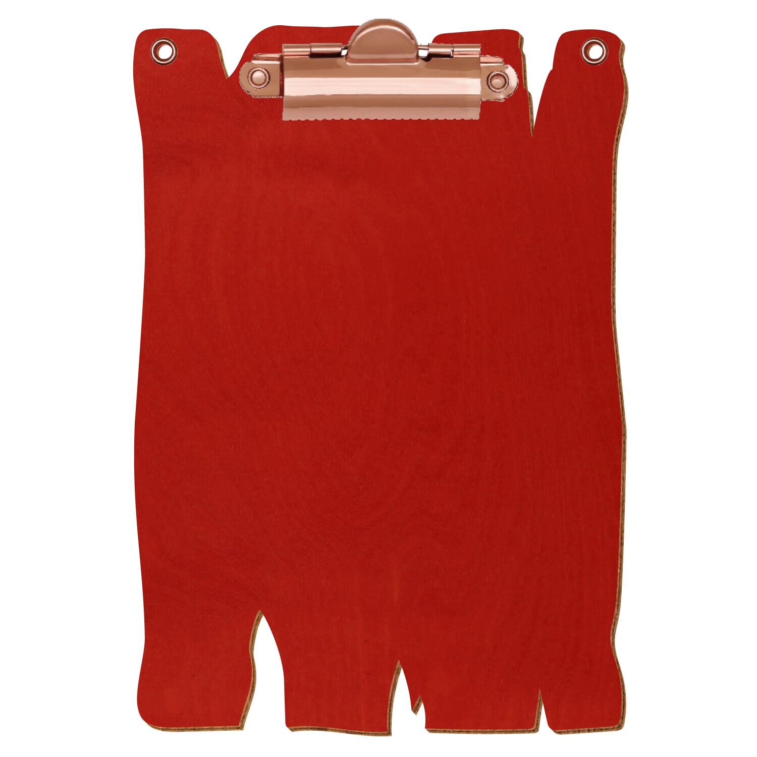 Klemmbrett Holzbrettform mit 2 Ösen Rot A6 hochkant Zahnklemme roségold