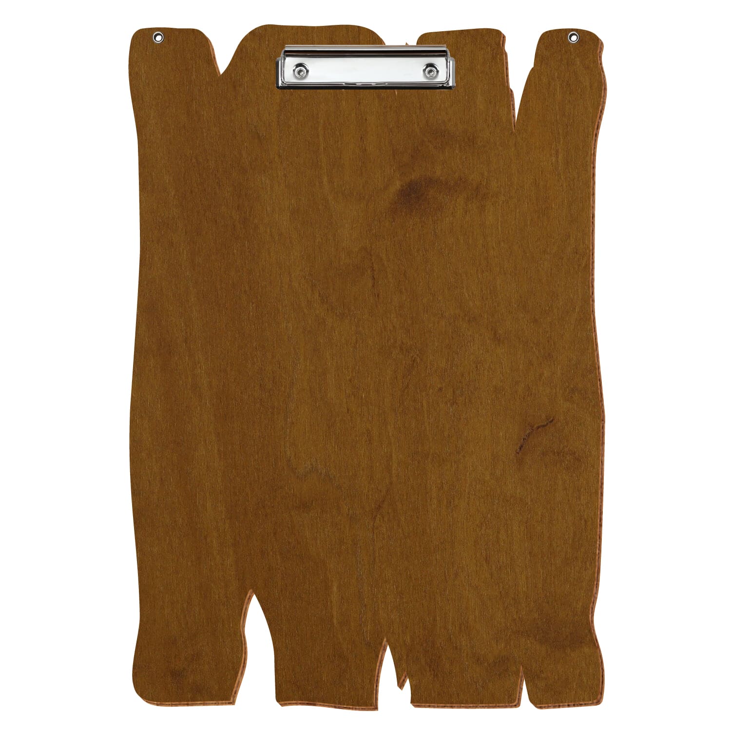 Klemmbrett Holzbrettform mit 2 Ösen Teak A3 hochkant Bügelklemme silber