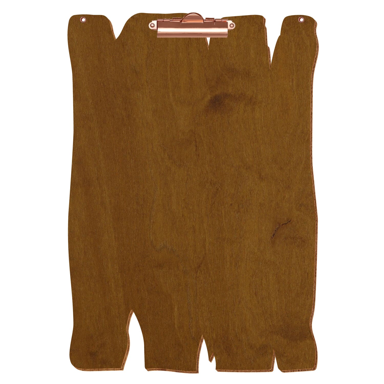 Klemmbrett Holzbrettform mit 2 Ösen Teak A3 hochkant Zahnklemme roségold