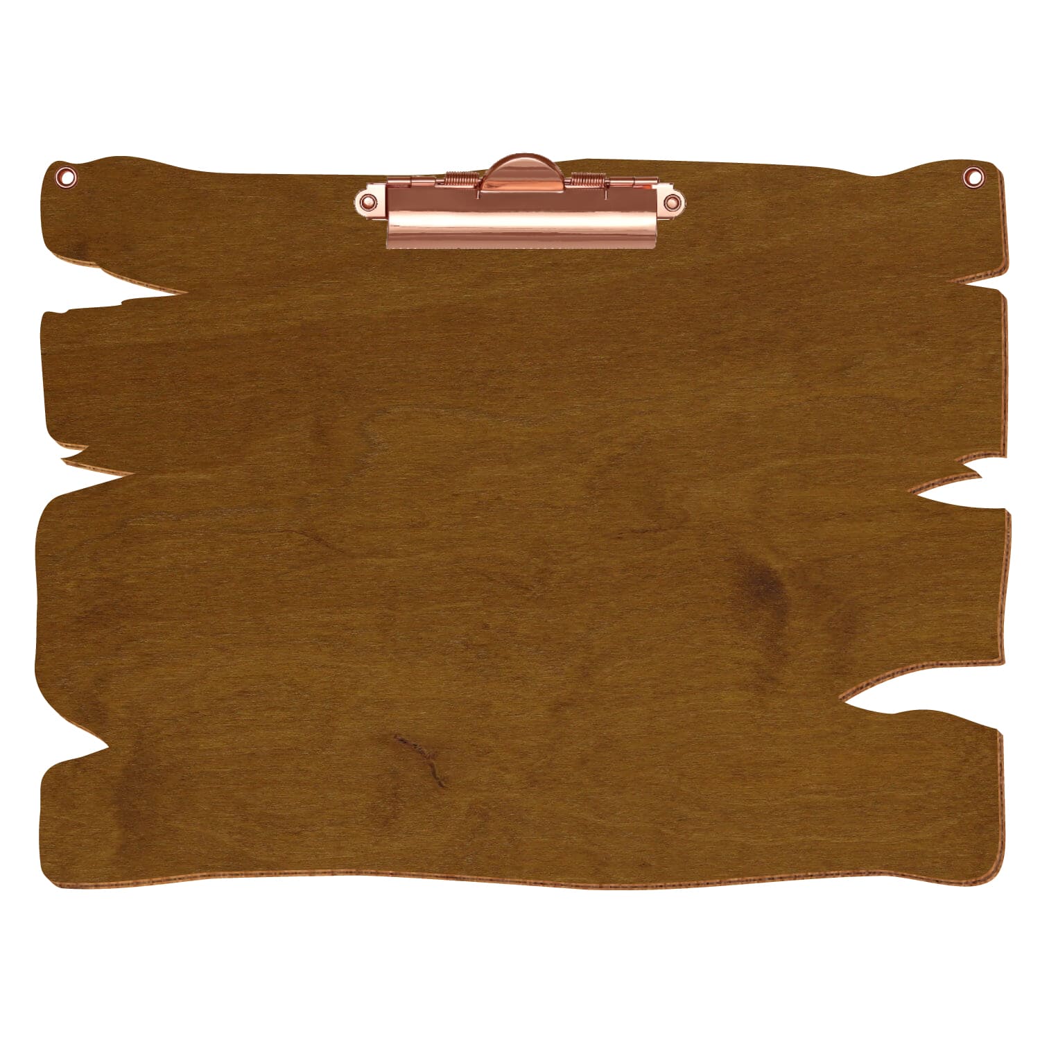 Klemmbrett Holzbrettform mit 2 Ösen Teak A4 querkant Zahnklemme roségold