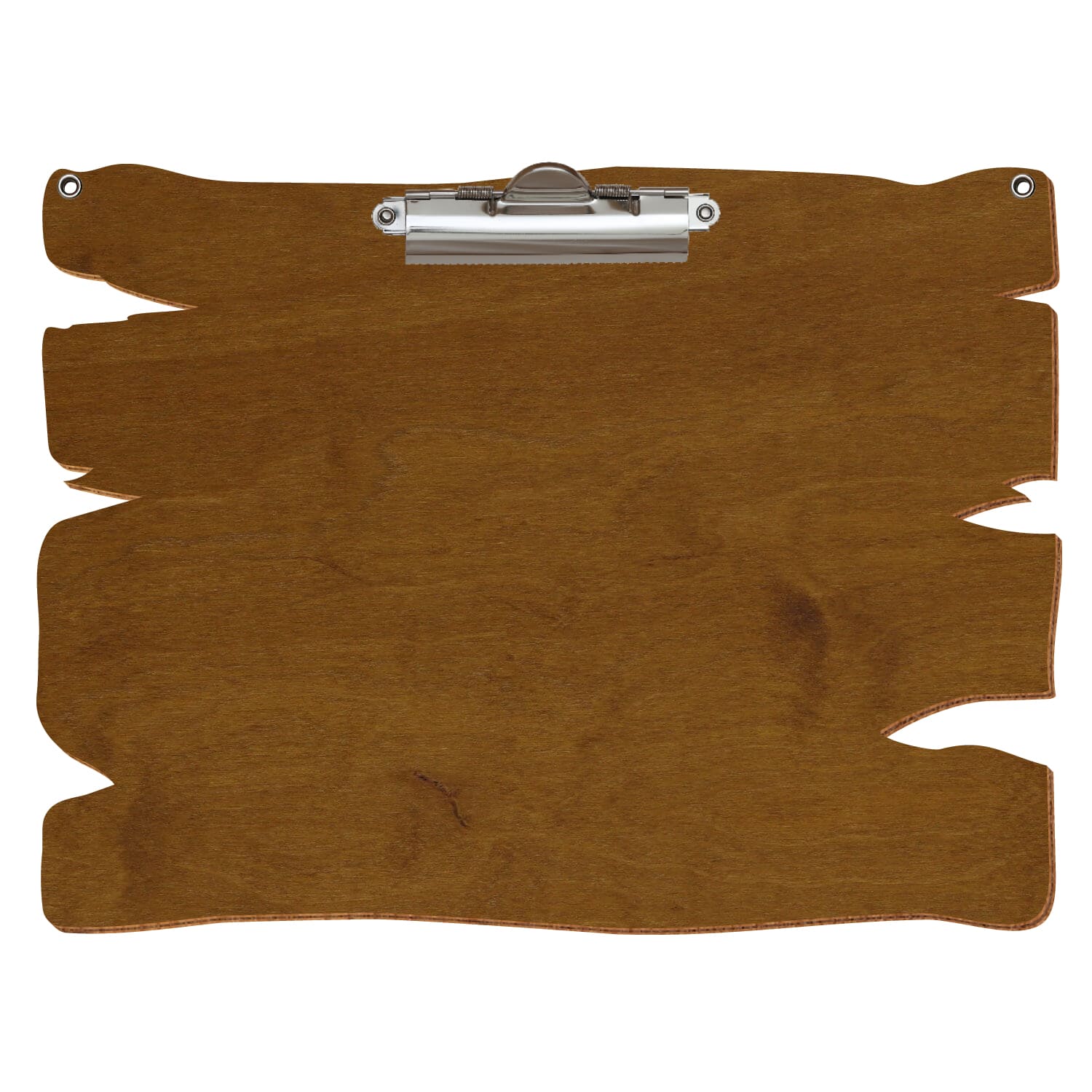 Klemmbrett Holzbrettform mit 2 Ösen Teak A4 querkant Zahnklemme silber