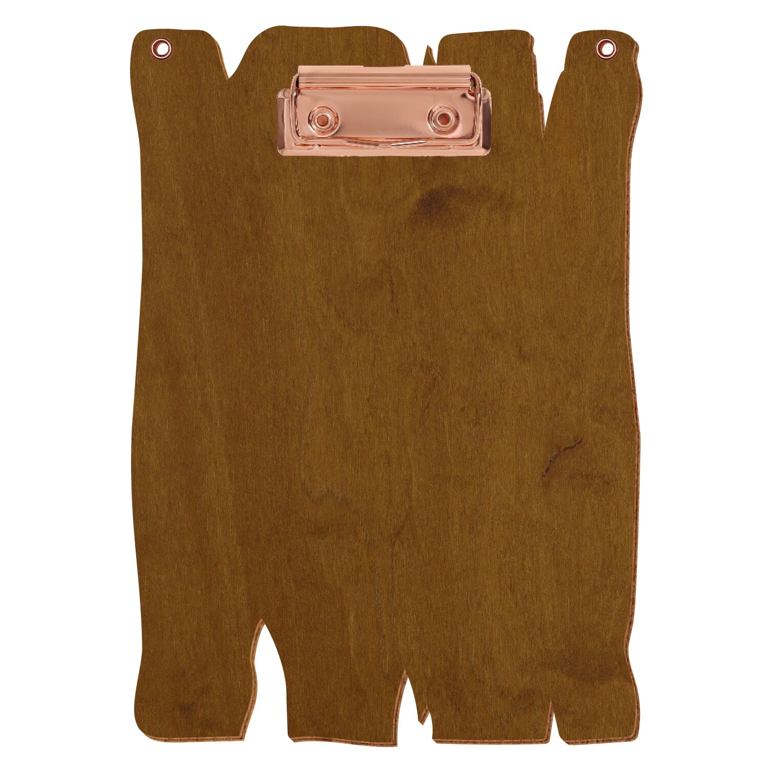 Klemmbrett Holzbrettform mit 2 Ösen Teak A5 hochkant Bügelklemme roségold