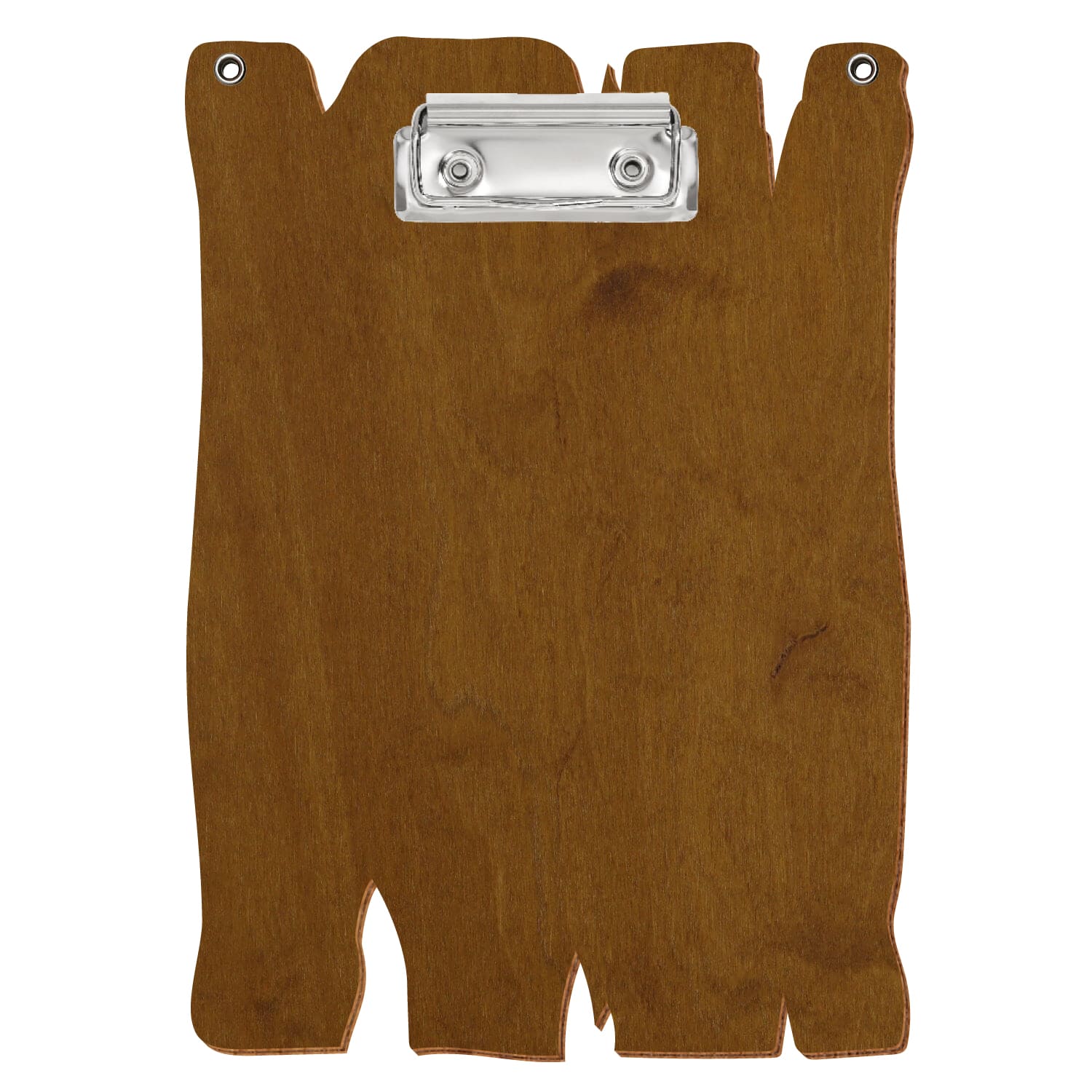 Klemmbrett Holzbrettform mit 2 Ösen Teak A5 hochkant Bügelklemme silber
