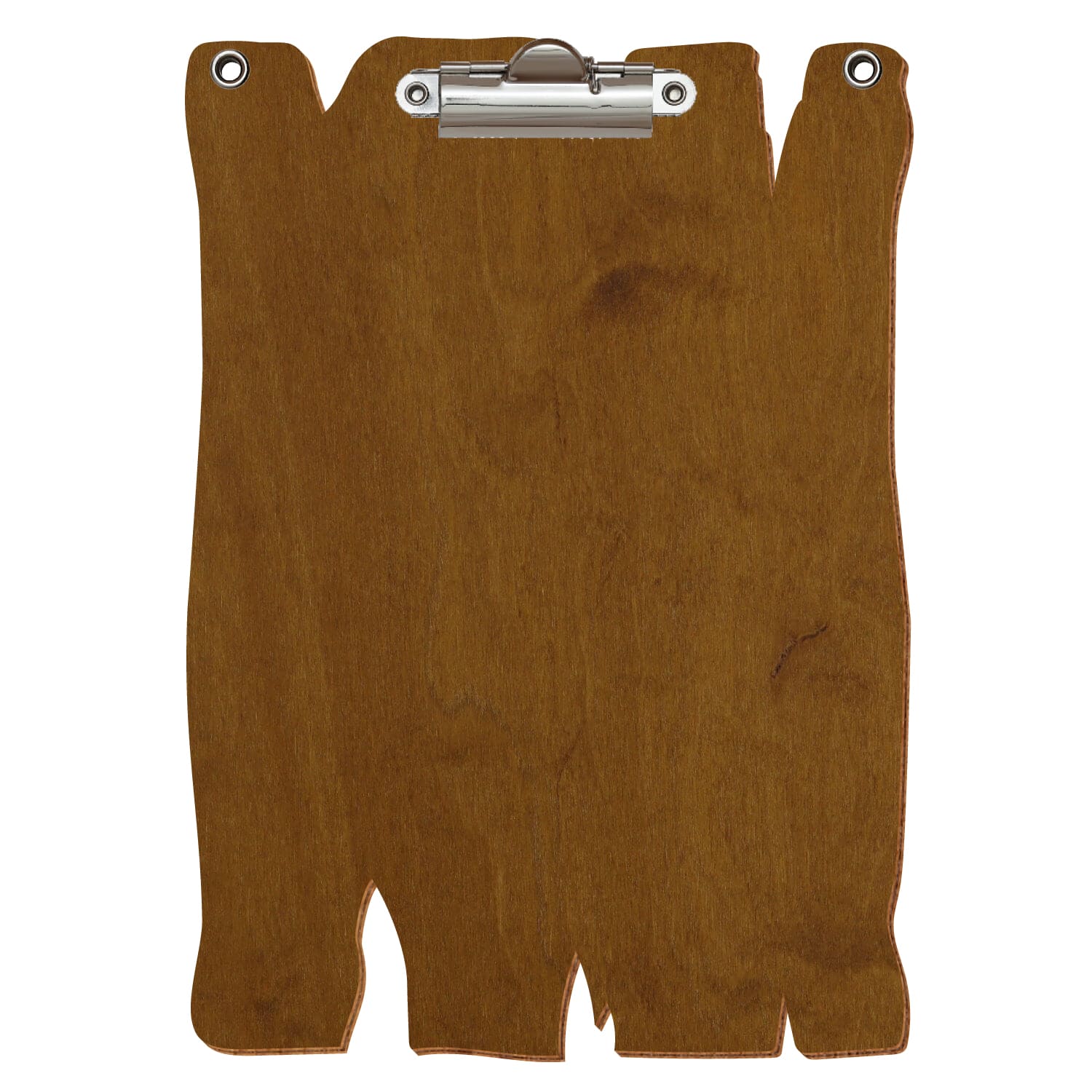 Klemmbrett Holzbrettform mit 2 Ösen Teak A5 hochkant Zahnklemme silber