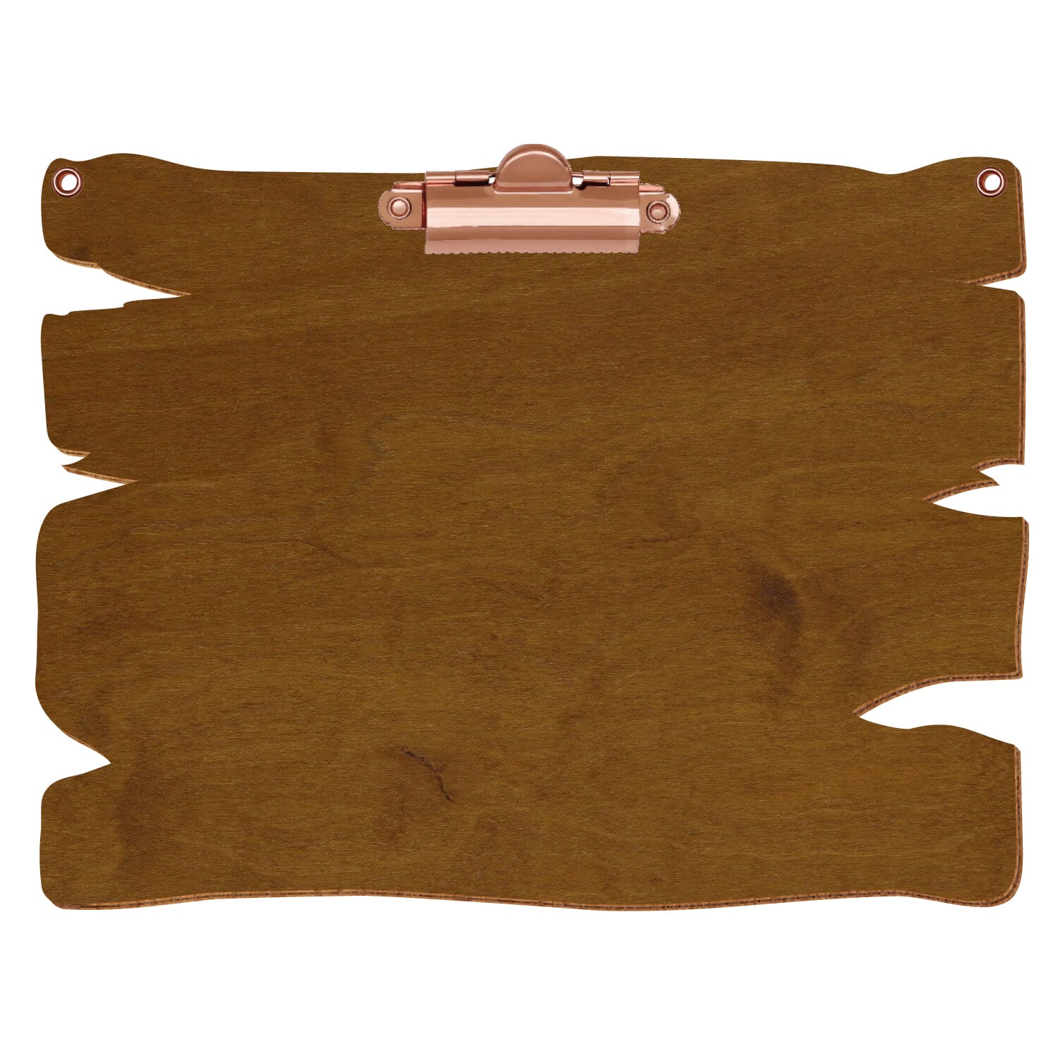 Klemmbrett Holzbrettform mit 2 Ösen Teak A5 querkant Zahnklemme roségold