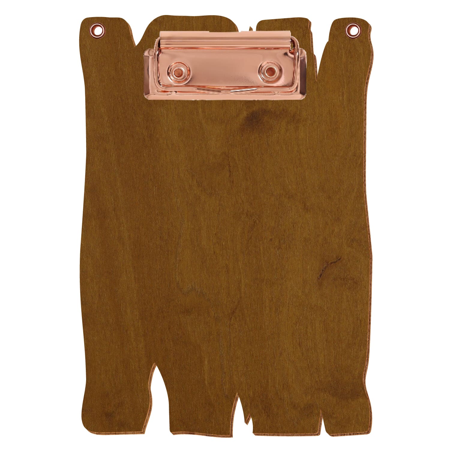 Klemmbrett Holzbrettform mit 2 Ösen Teak A6 hochkant Bügelklemme roségold