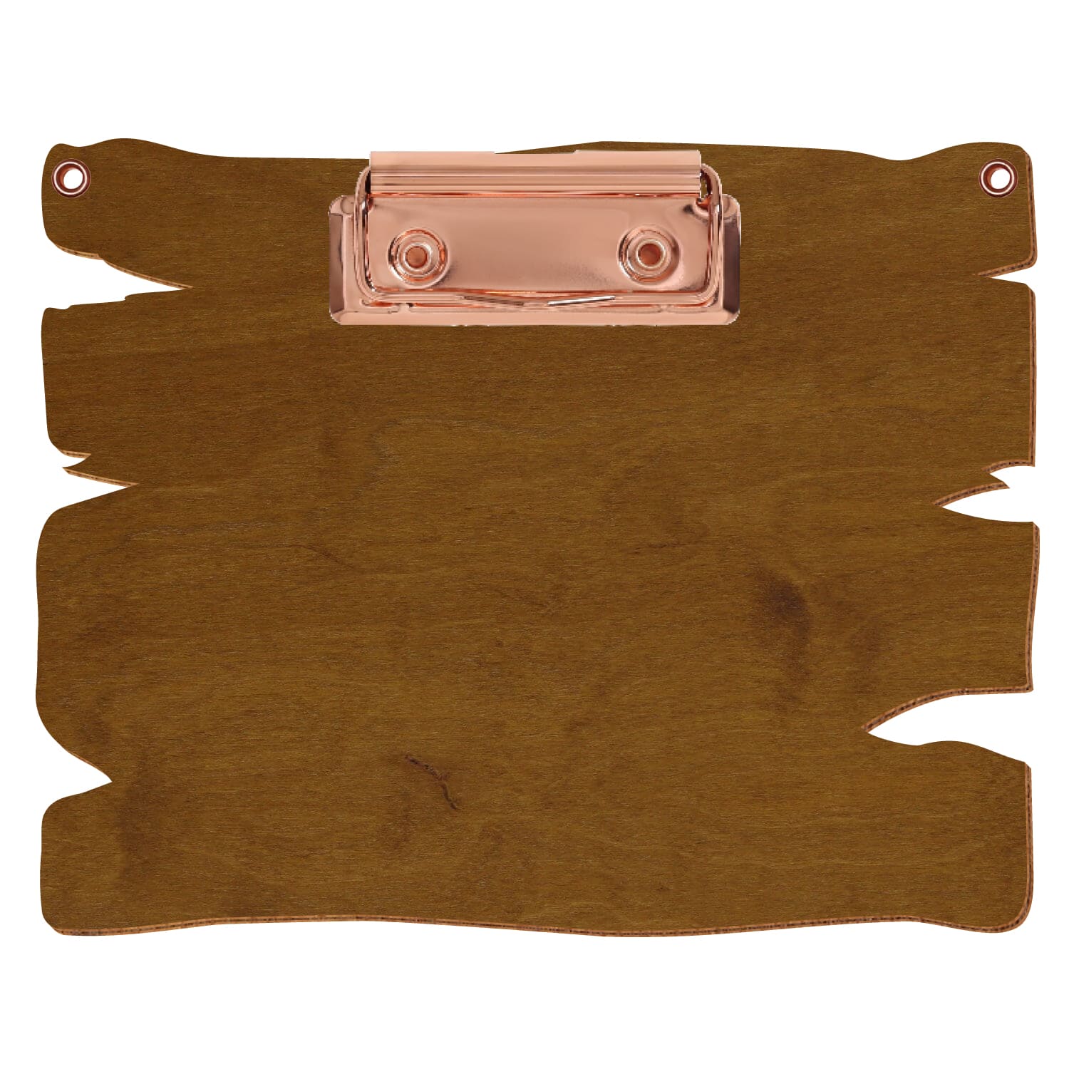 Klemmbrett Holzbrettform mit 2 Ösen Teak A6 querkant Bügelklemme roségold
